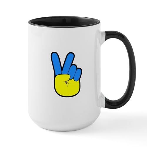 White/Black Inside - Ukrainian Flag Peace Sign Ukraine Native Home Mugs