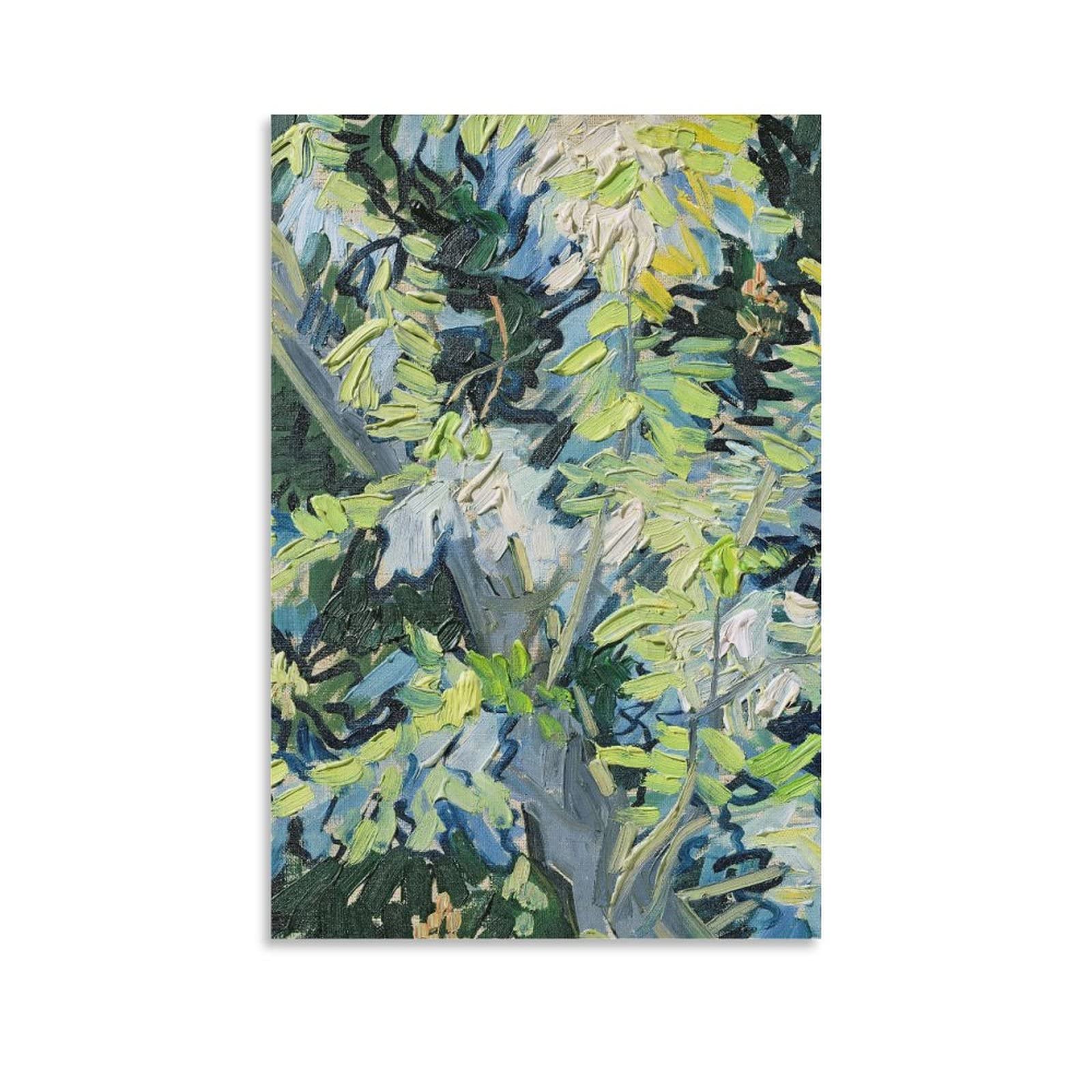 Van Gogh Blossoming Acacia Branches Landscape Art Print - 12x18 Inch (30x45cm) Classic Oil Painting Reproduction Canvas Wall Art for Living Room, Bedroom, Office Decor - Vintage Home & Interior Design