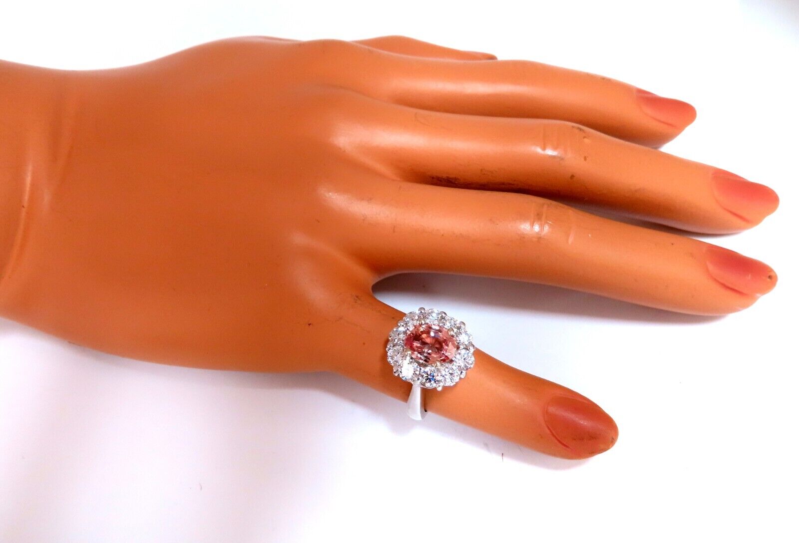 GIA Certified 2.05 Carat Natural Padparadscha Pink Sapphire Diamond Ring - 14K White Gold Engagement Ring for Women, Wedding Band, Anniversary Gift, Fine Jewelry for Special Occasions