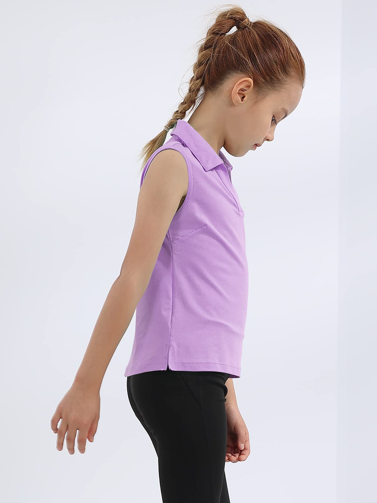 MERIABNY Girls Golf Polo Shirts - Sleeveless V-Neck Athletic Tops for Kids Ages 5-12 | Perfect for Golf, Tennis & Summer Outdoor Activities