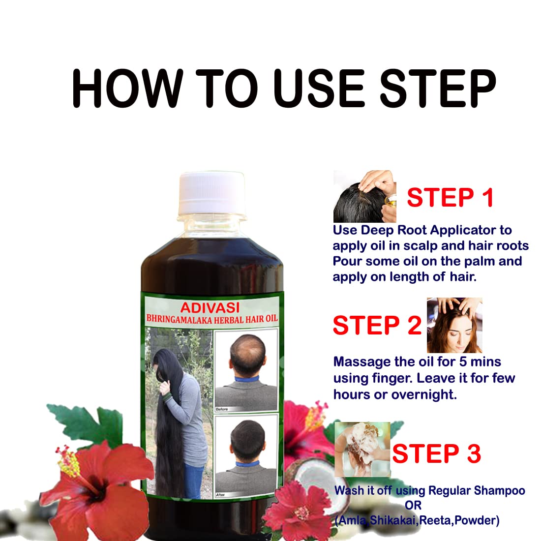 Adivasi Bhringamalaka Herbal Hair Oil 250ml - 100% Pure Ayurvedic Treatment for Long, Shiny & Strong Hair | Natural Hair Growth Solution for Dry Scalp, Split Ends & Hair Fall | Perfect for Daily Hair Care & Massage