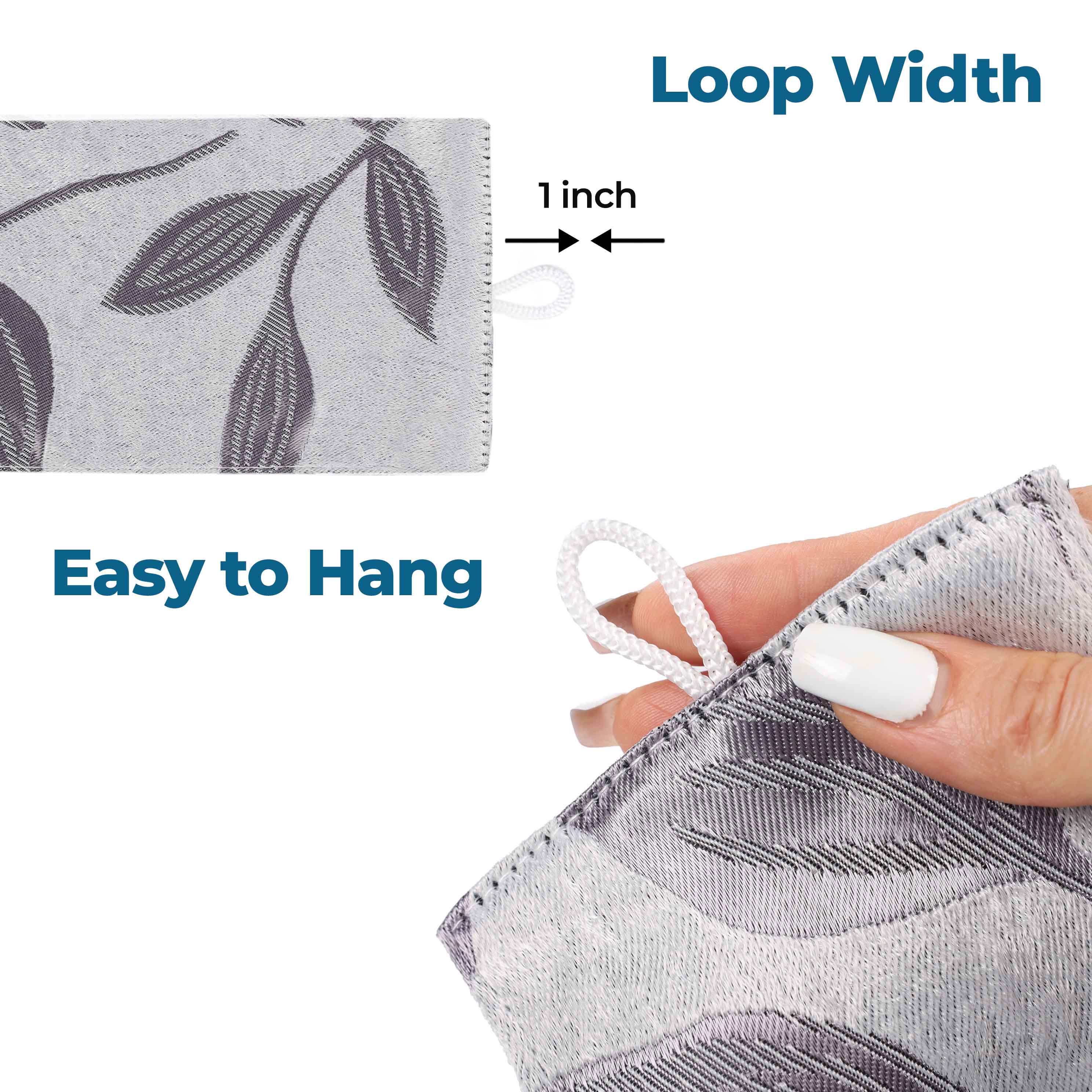 Blackout Curtains for Bedroom - Set of 2 Panels, 100% Room Darkening Thermal Insulated Drapes with Leaves Pattern - Perfect for Nursery, Home Theater & Light Sleepers