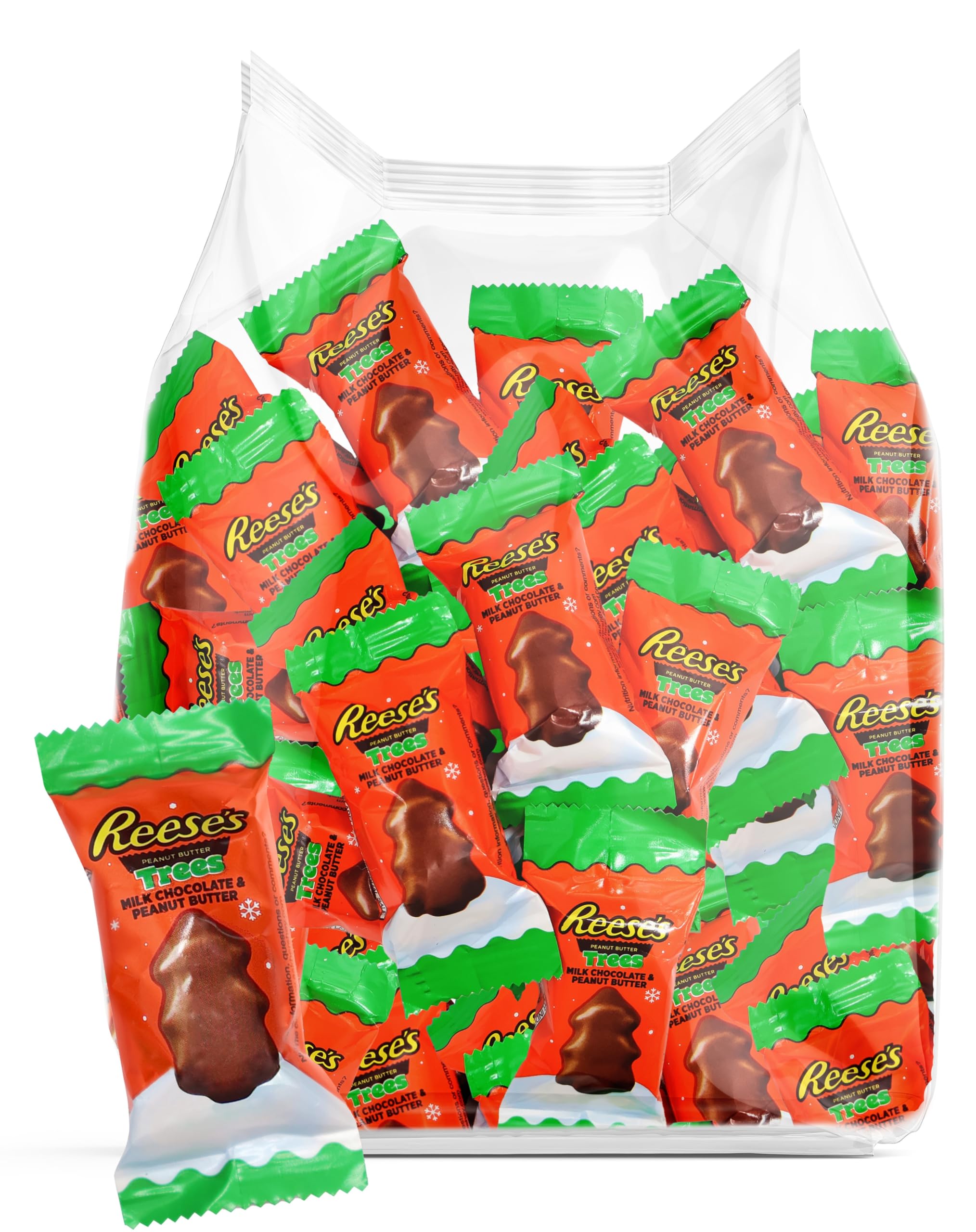 Reese's Christmas Trees Milk Chocolate Peanut Butter Candy - 25 Individually Wrapped Holiday Treats for Stocking Stuffers, Gifts & Party Favors | Perfect for Christmas Celebrations, Office Treats & Holiday Dessert Tables