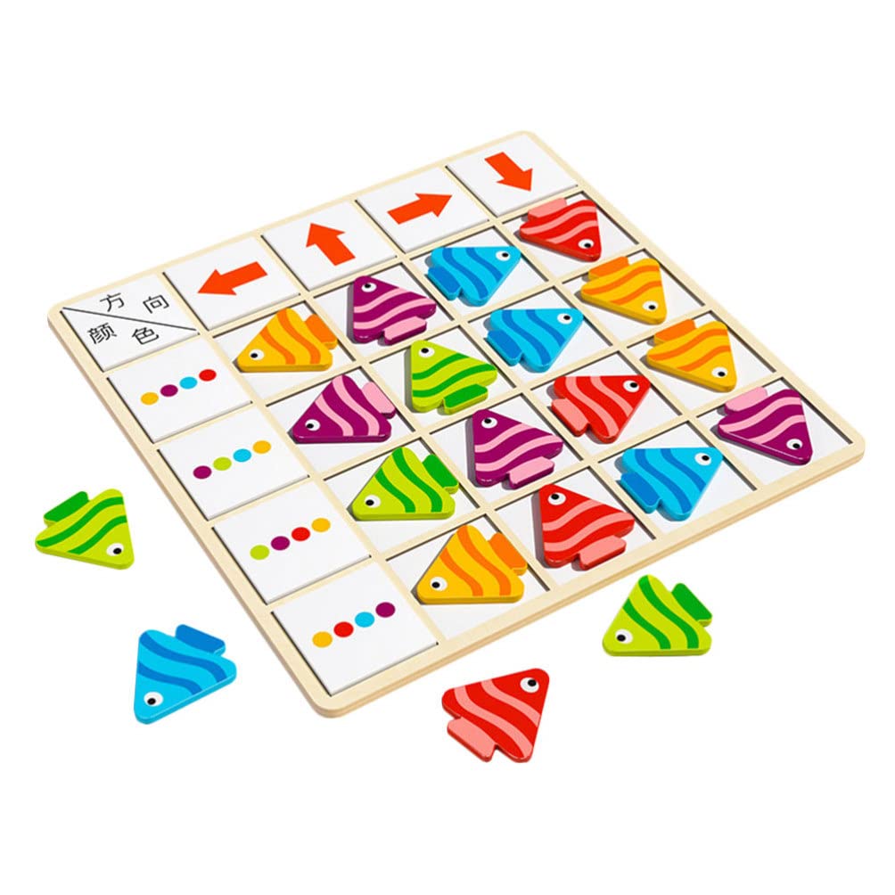 ibasenice Wooden Fish Direction Puzzle Toy - Color Recognition & Cognitive Skills Game for Toddlers & Kids - Interactive Early Learning Educational Table Game for Babies - Perfect for Preschool, Montessori & Home Playtime