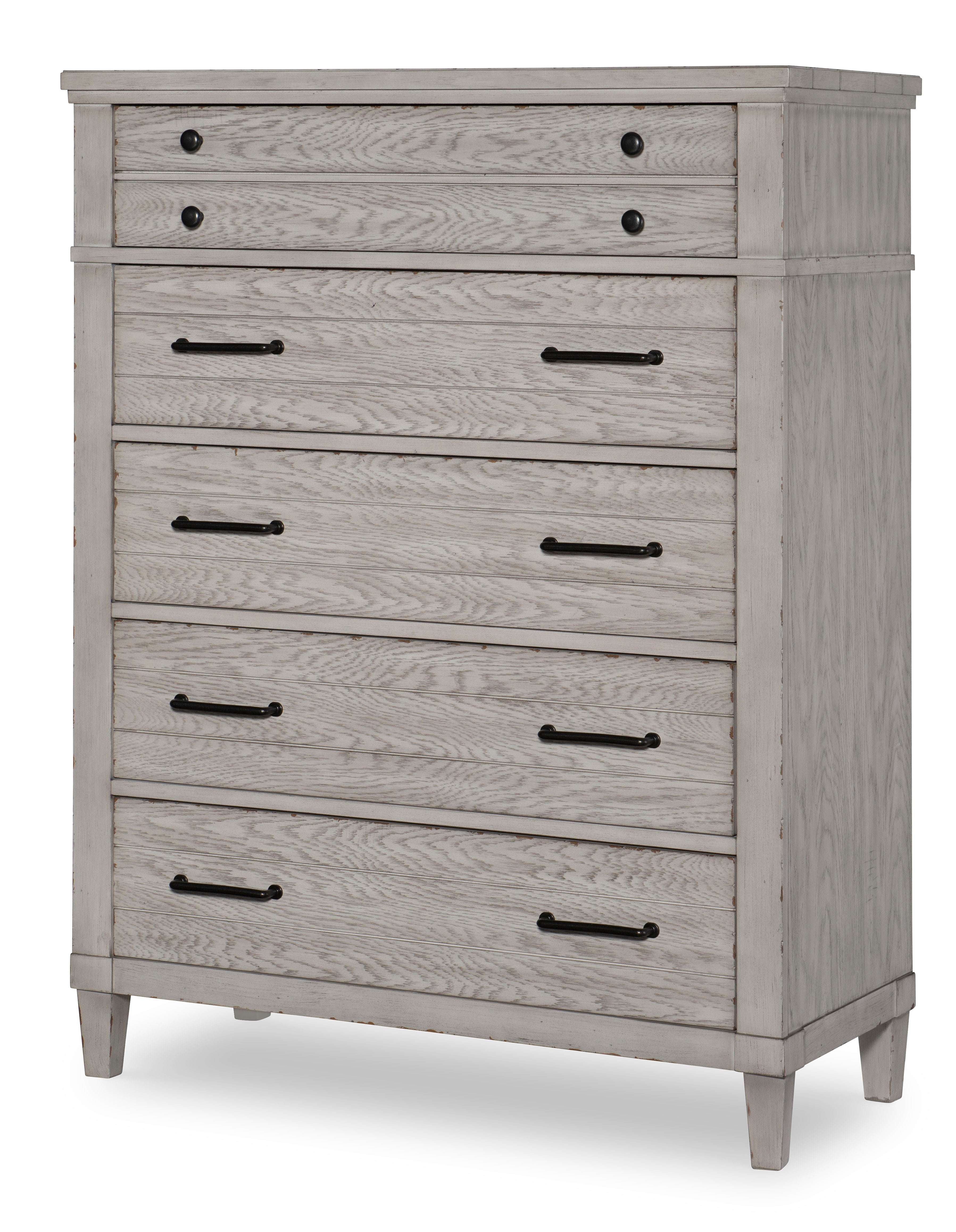 Belhaven 5-Drawer Chest Dresser - Pearl Silver Finish - Modern Bedroom Storage Furniture for Home Organization & Decor