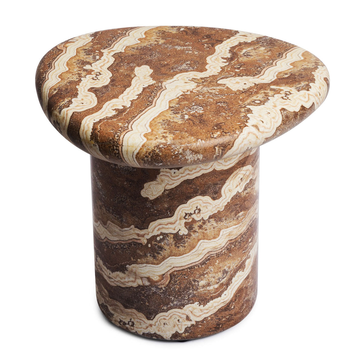 Azzurra Side Table with Tiger Onyx Finish - Modern End Table for Living Room, Bedroom & Office Decor
