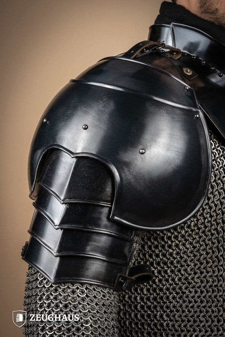 Medieval Knight Pauldron Burnished Steel Shoulder Armor - Perfect for LARP, Cosplay, and Renaissance Fairs