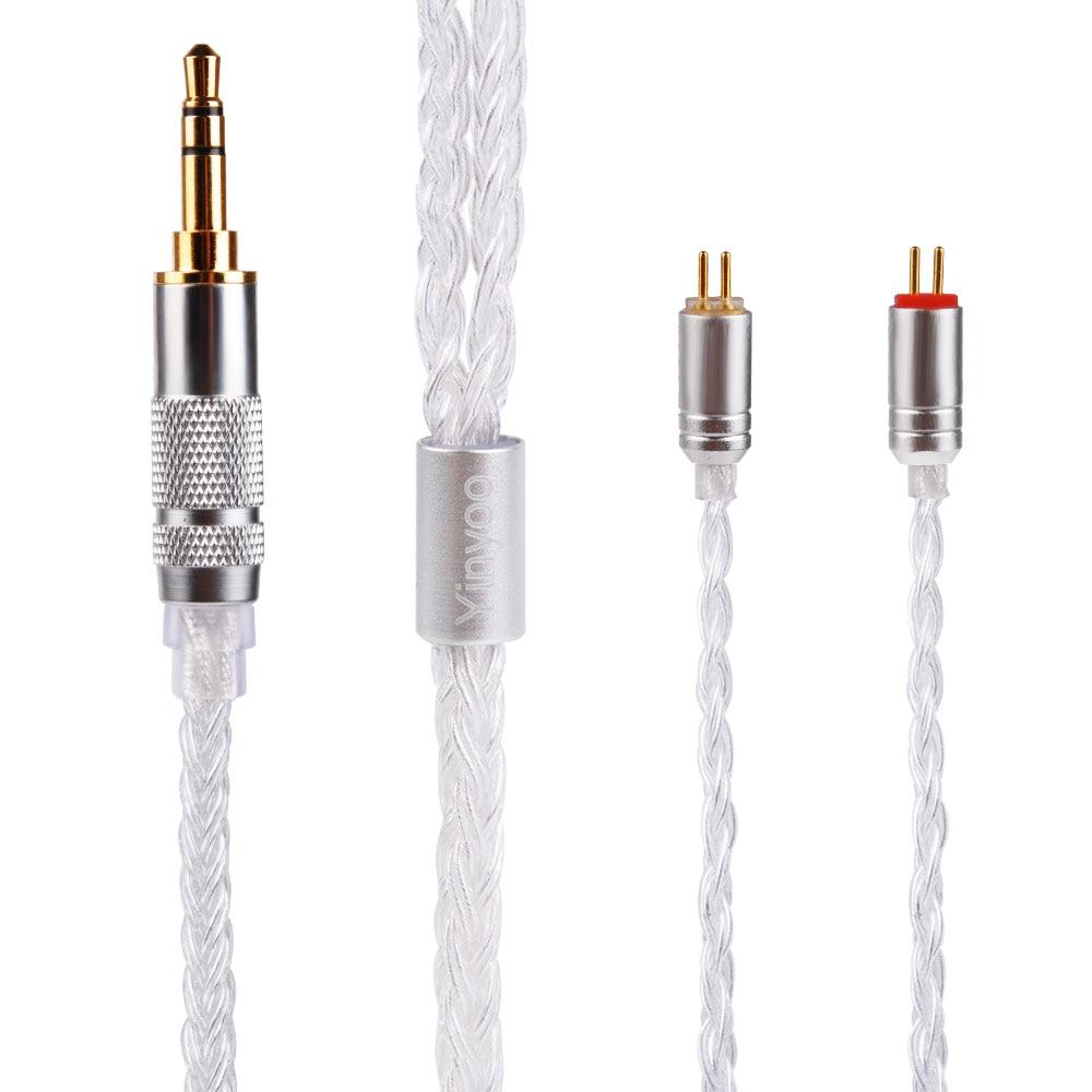 Yinyoo 16 Core Silver Plated Upgrade Cable for IEMs - 2.5mm/3.5mm/4.4mm Balanced & Unbalanced - Compatible with MMCX/2PIN/QDC Connectors - Perfect for Audiophiles, Musicians & Studio Monitoring