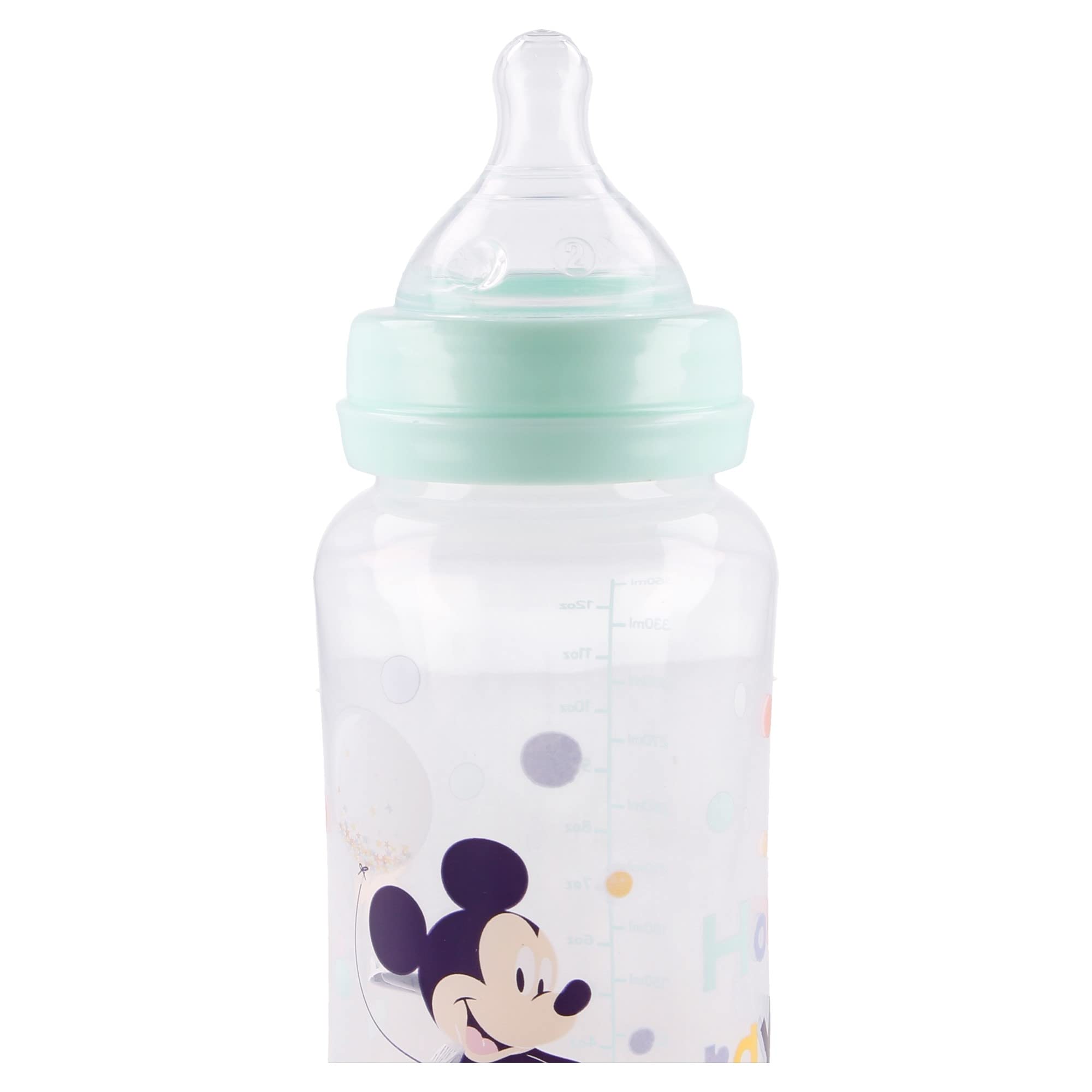 2-Pack 360ml Mickey Mouse Silicone Baby Bottles with Round Nipples - BPA-Free Leakproof Feeding Bottles for Infants, Toddlers & Travel
