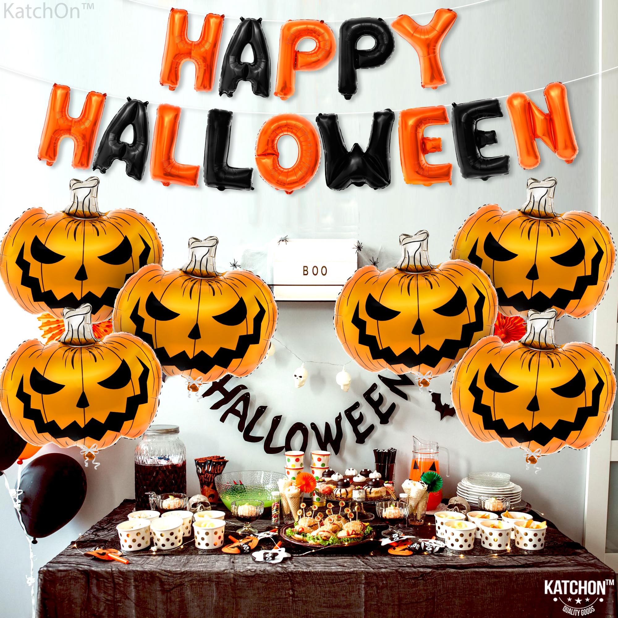 KatchOn Happy Halloween Balloons Decorations - Pack of 20 | Jack O Lantern & Spooky Pumpkin Balloons for Halloween Party Decor | Perfect for Home, Yard, and Classroom Halloween Celebrations
