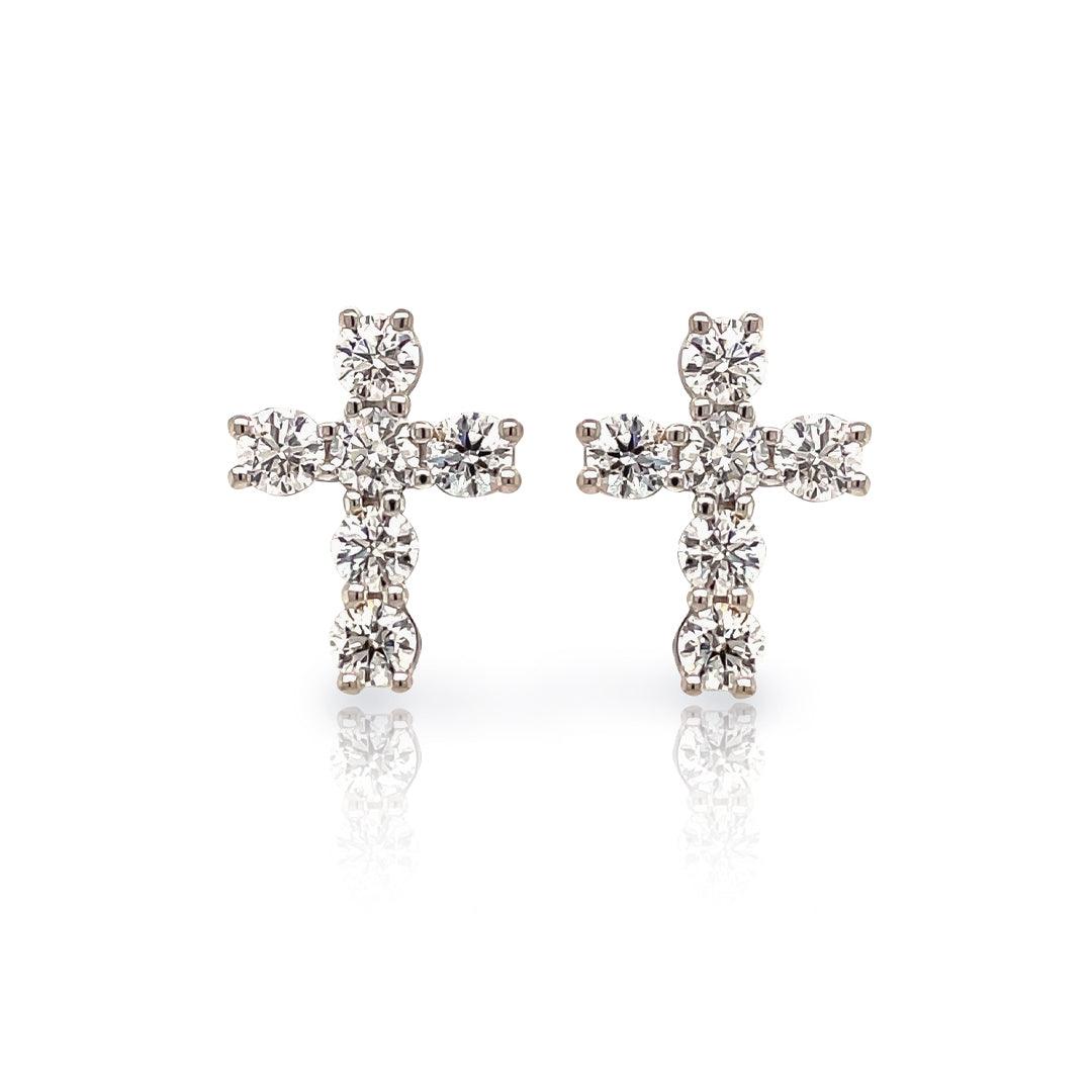 Exquisite Diamond Cross Earrings for Women - 14K Gold Stud Earrings for Everyday Wear - Perfect Gift for Christmas, Birthday & Special Occasions