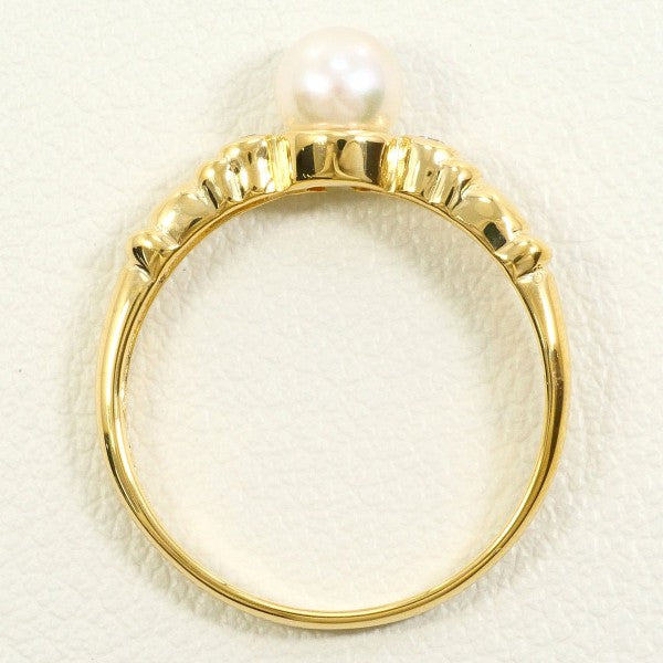 18K Yellow Gold Pearl Diamond Ring for Women - Elegant Bridal Jewelry, Anniversary Gift, Wedding Band, Engagement Ring - Perfect for Special Occasions & Everyday Luxury