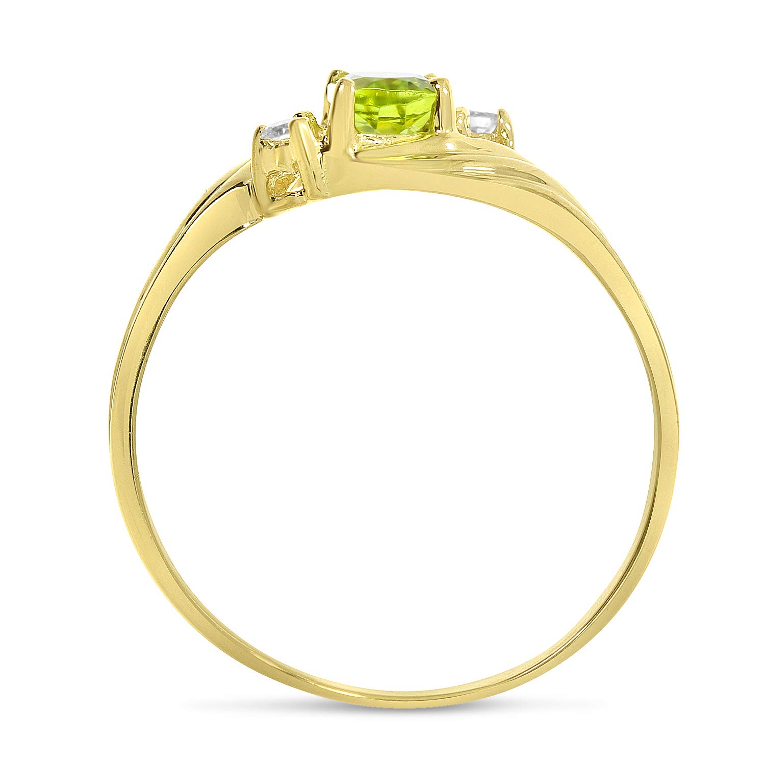 14K Yellow Gold Peridot and Diamond Ring for Women - Elegant Birthstone Jewelry Gift for August, Anniversary & Special Occasions