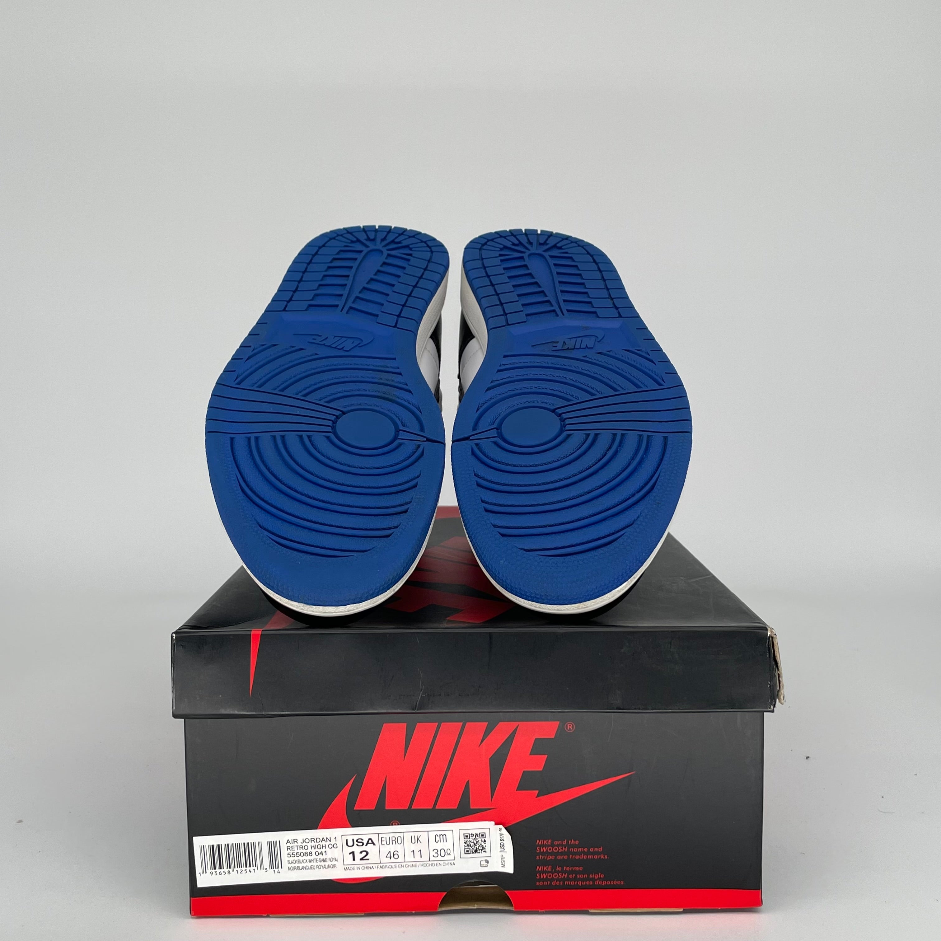 AIR JORDAN 1 ROYAL TOE Men's Basketball Shoes Size 12 - 555088-041 Blue Black White | High-Top Sneakers for Streetwear, Sports & Casual Wear