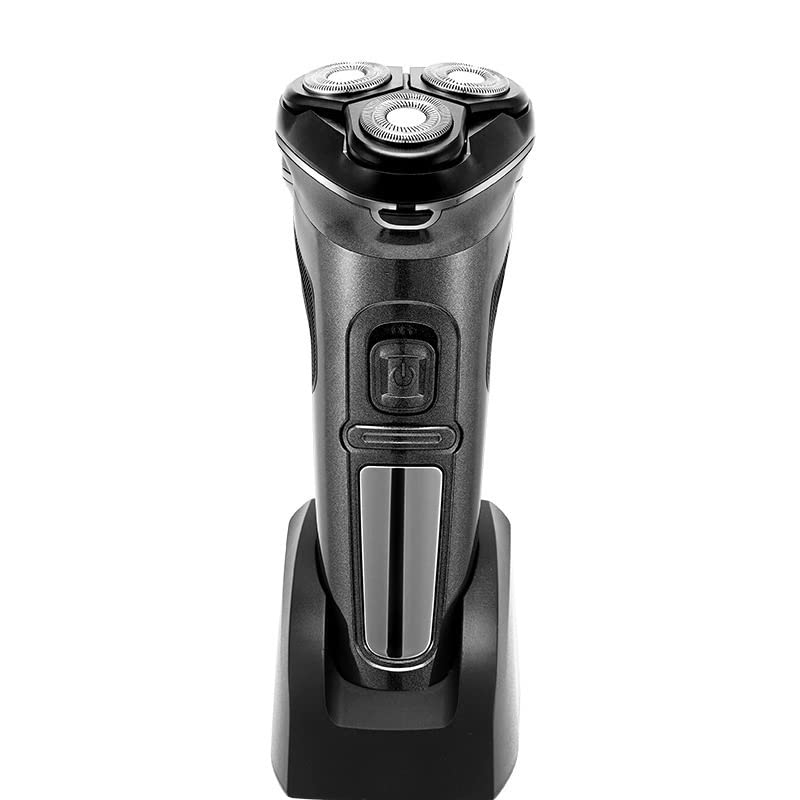 Premium Men's Electric Razor - Powerful Cordless Rechargeable Shaver with LCD Display & Charging Base | Wet/Dry Use for Beard & Facial Hair | Home, Travel & Gym Use (Black)