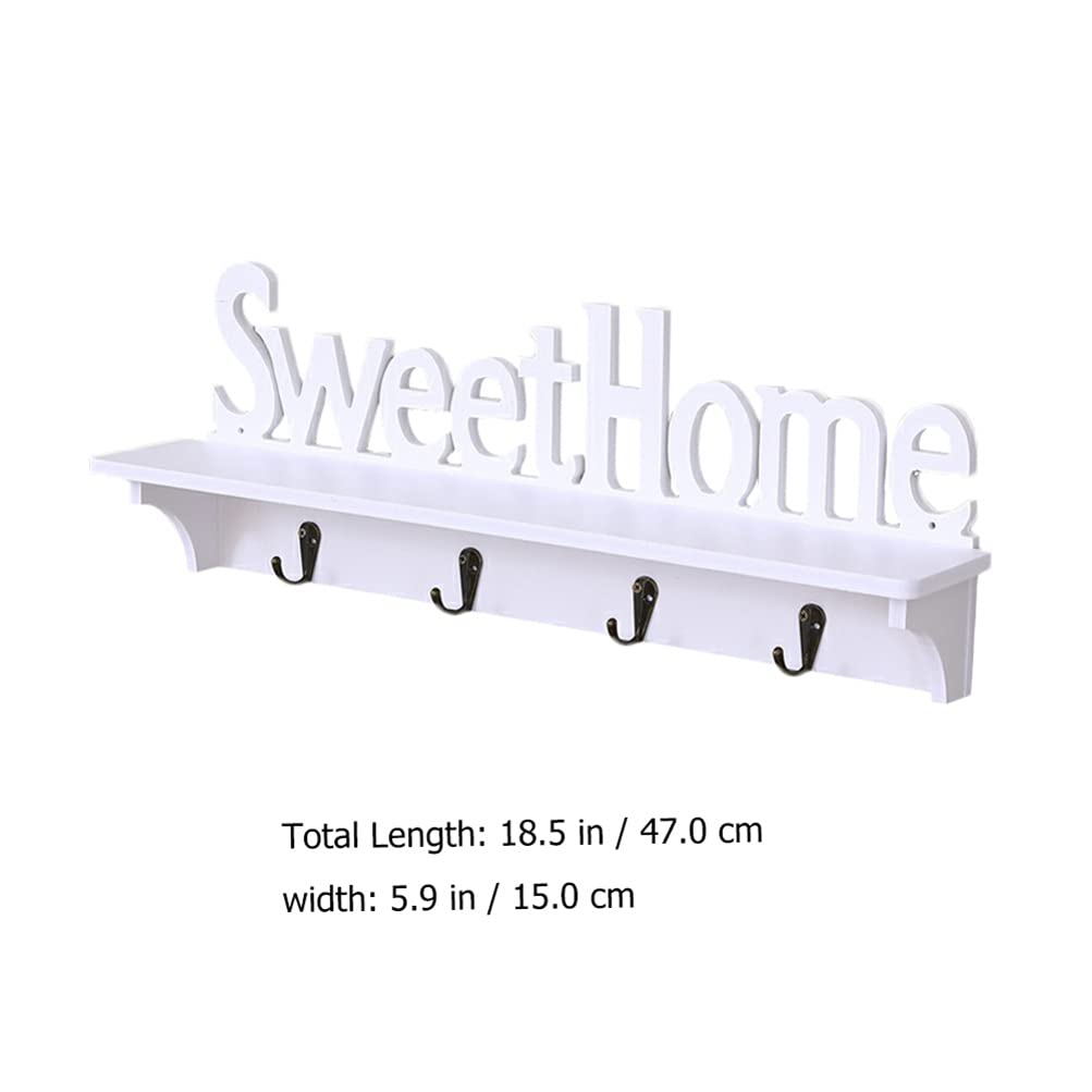 Rustic Wall Mounted Coat Rack with Hooks - White Medium Density Veneer Home Decor for Keys, Hats & Coats | Perfect for Entryway, Mudroom & Farmhouse Style Decor