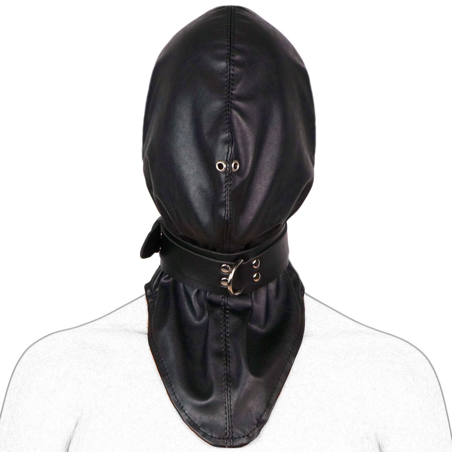 BDSM Bondage Hood - Adjustable Leather Blindfold Mask with Collar for Sensory Play | Fetish Head Cover for Adults | SM Restraint Gear for Roleplay & Sensory Deprivation