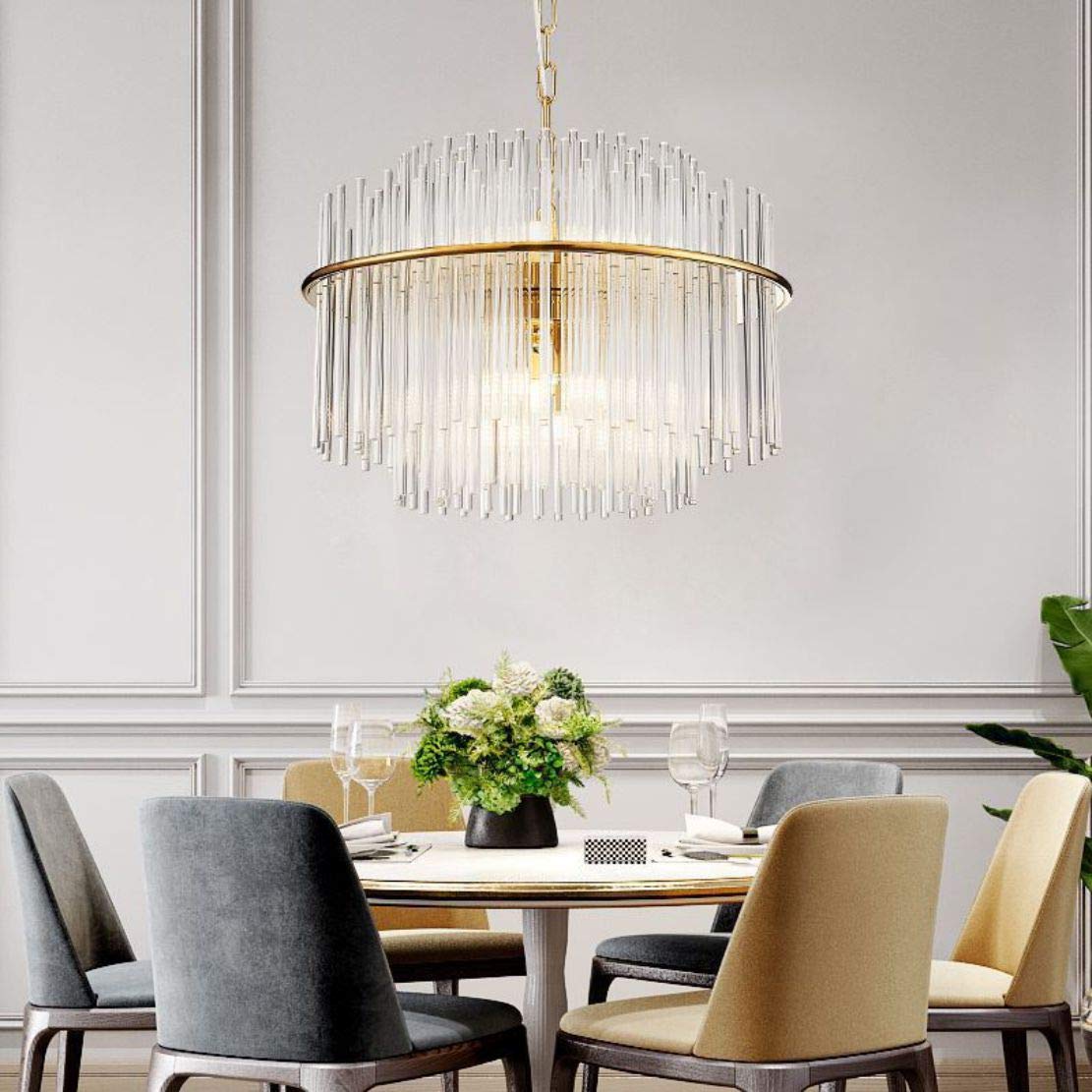 BOKT 10-Light Large Crystal Chandelier - 50cm Modern Raindrop Pendant Lighting Fixture for Kitchen Island, Farmhouse, Bedroom & Living Room | Elegant Dining Room Decor & Wedding Venue Lighting (19.7 Inches)