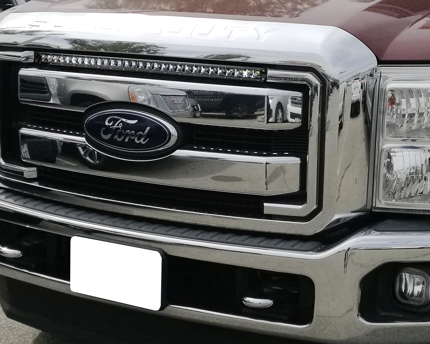 150W 30-Inch LED Light Bar with Behind Grille Mount Bracket & Wiring Kit - Compatible with 2011-2016 Ford F250 F350 Super Duty Trucks - Perfect for Off-Roading, Camping & Night Driving