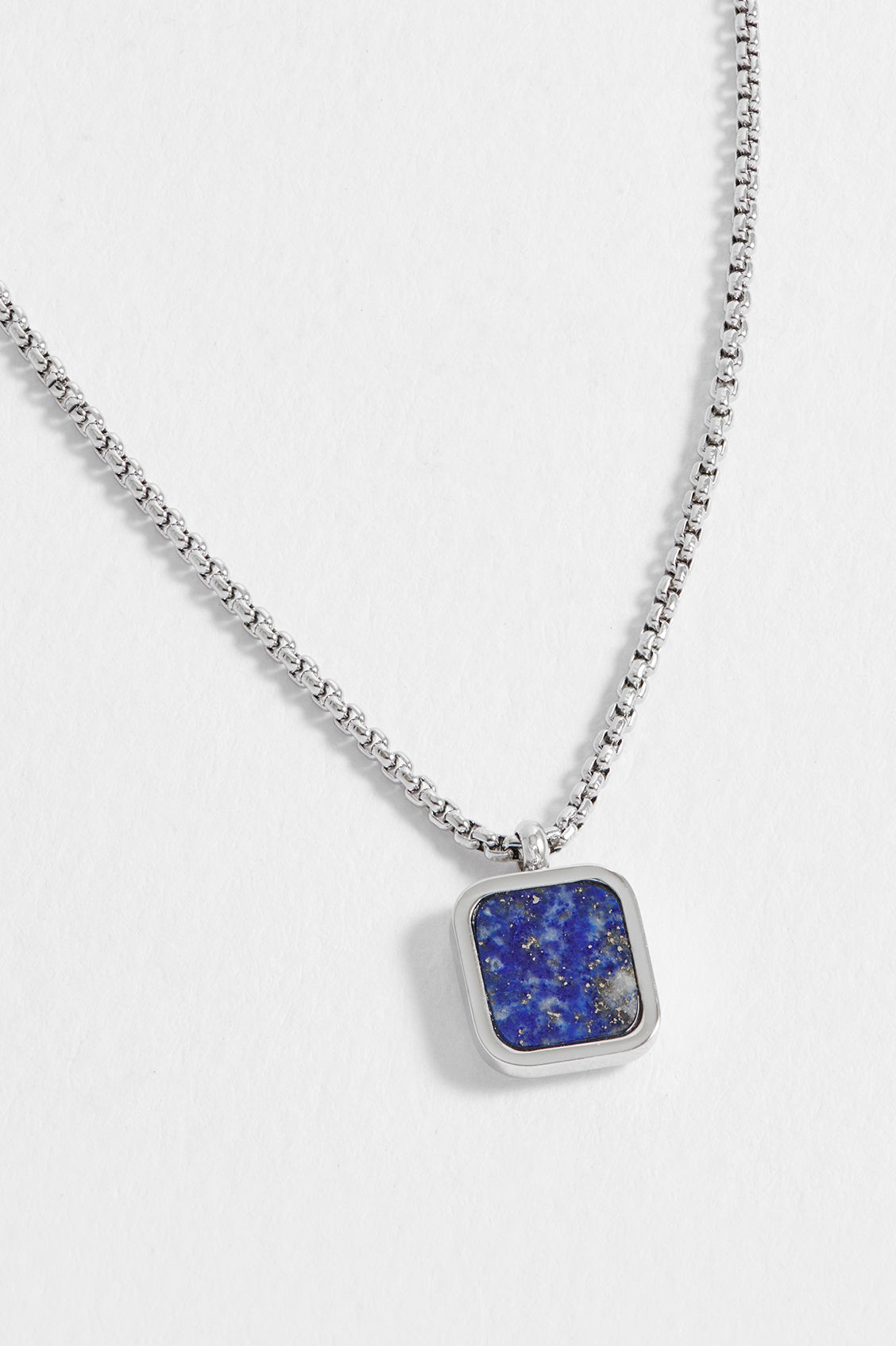 Men's Square Gemstone Pendant Necklace - Sterling Silver or Gold Plated Gemstone Jewelry for Men - Perfect for Gifts, Weddings, and Formal Occasions