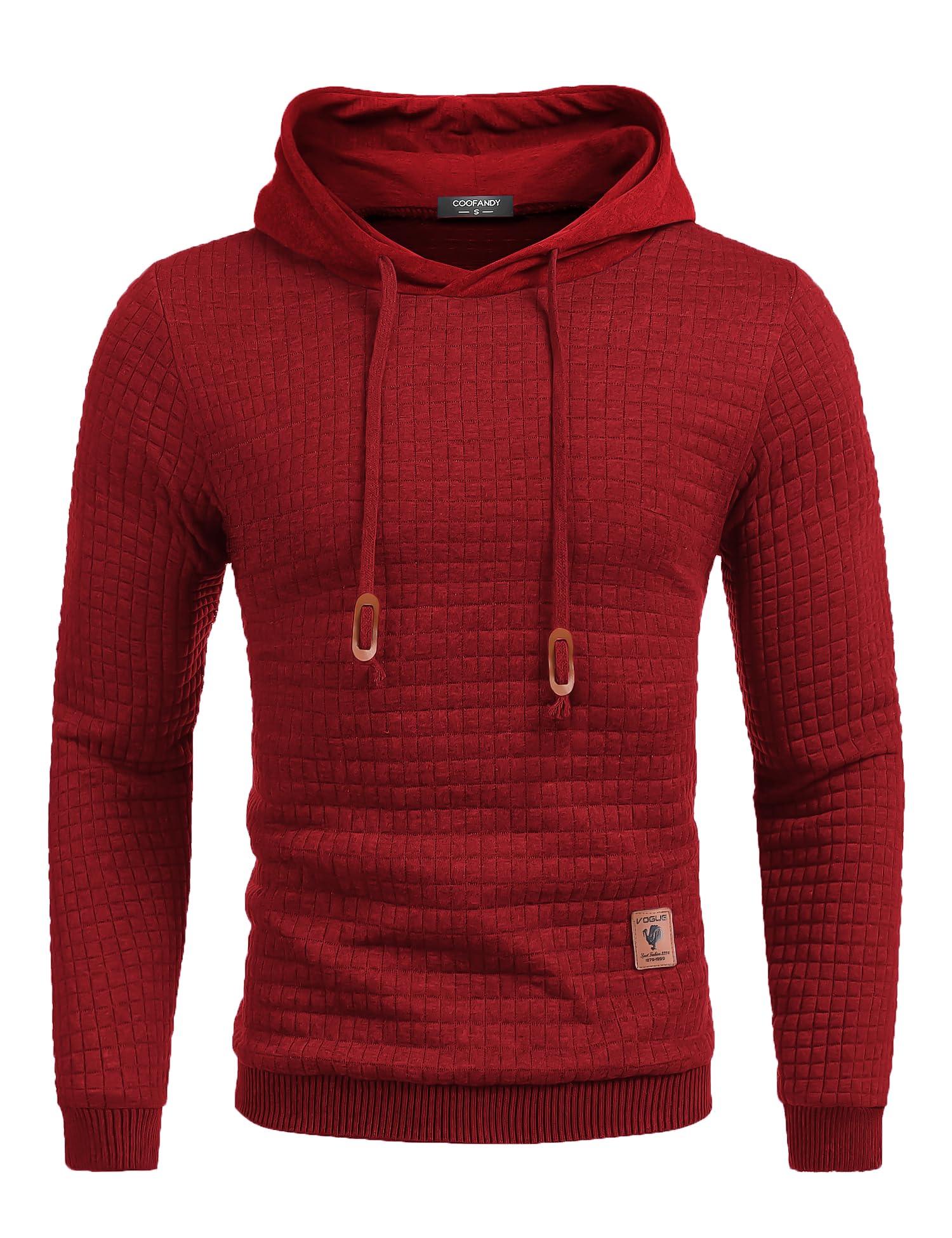 COOFANDY Men's Casual Hooded Sweatshirt - Long Sleeve Waffle Knit Pullover Hoodie with Drawstring | Perfect for Streetwear, Lounge & Outdoor Activities