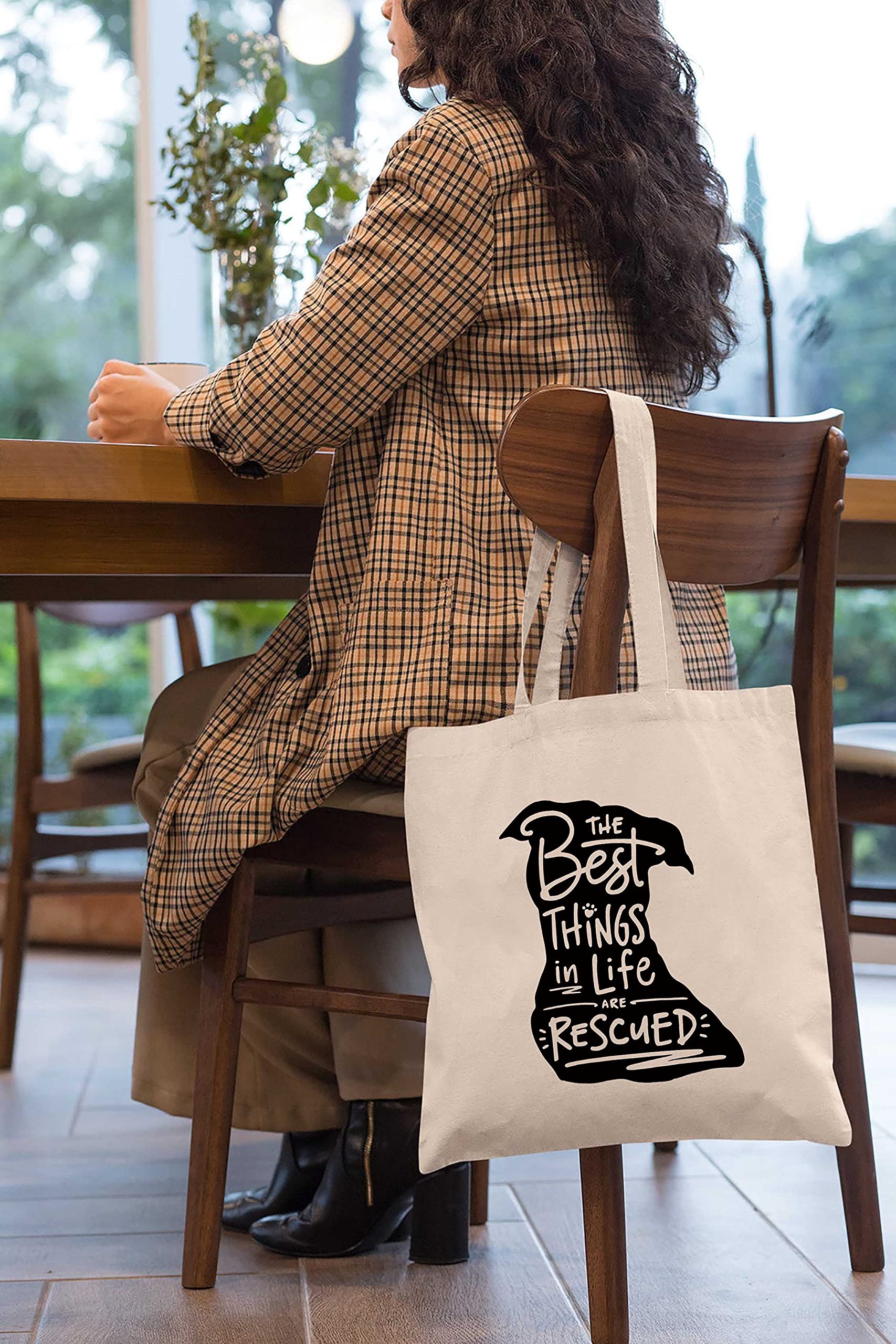 LIBIHUA Pet Dog Travel Bag - Rescue Dog Mom Gift, Shoulder Tote Bag for Dog Supplies - Best Things in Life Are Rescued - Perfect for Travel, Shopping & Outdoor Adventures
