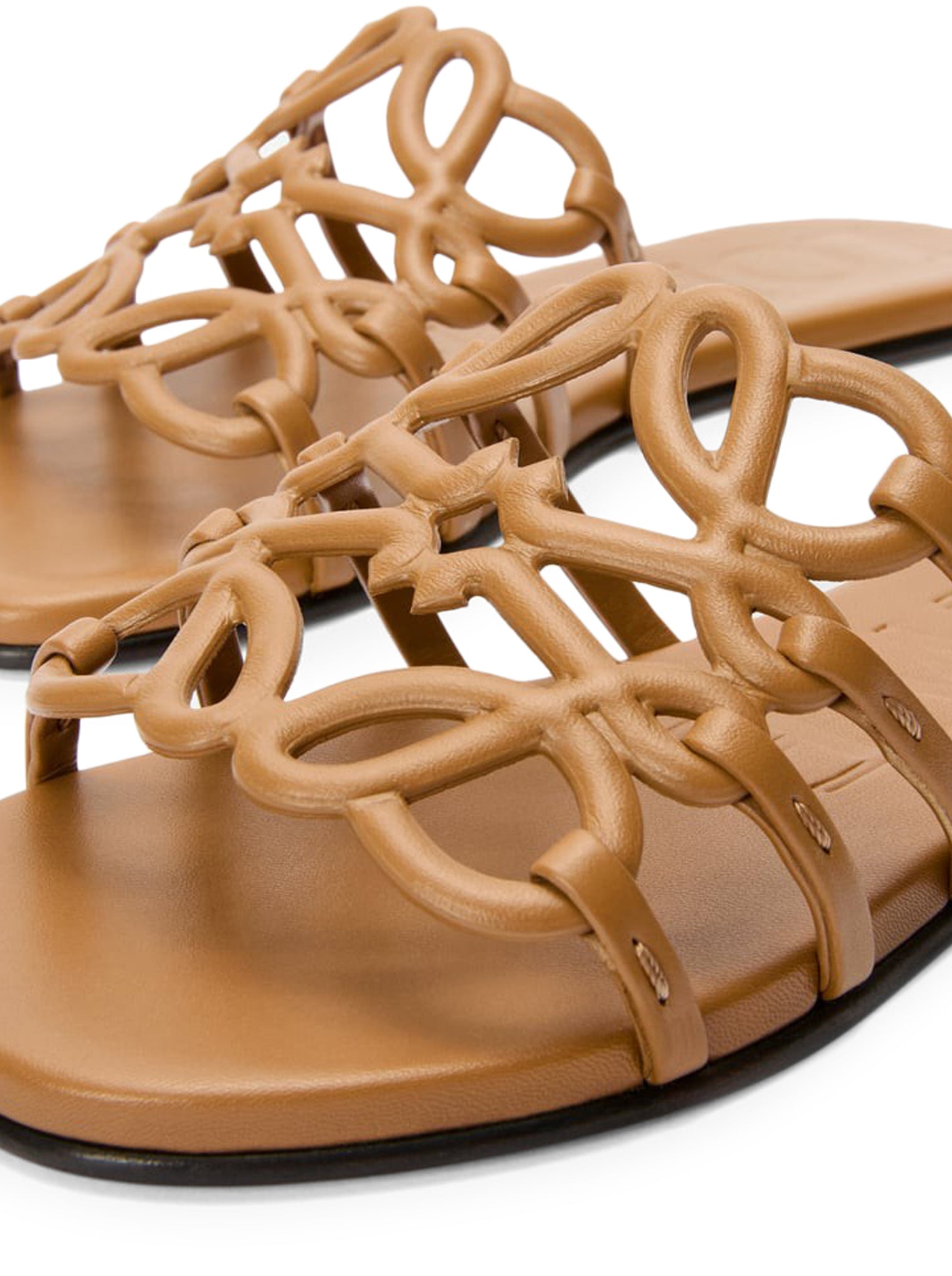 Petal Anagram Calfskin Sandals - Women's Luxury Leather Slide Sandals for Summer & Beach | Comfortable & Stylish Casual Footwear