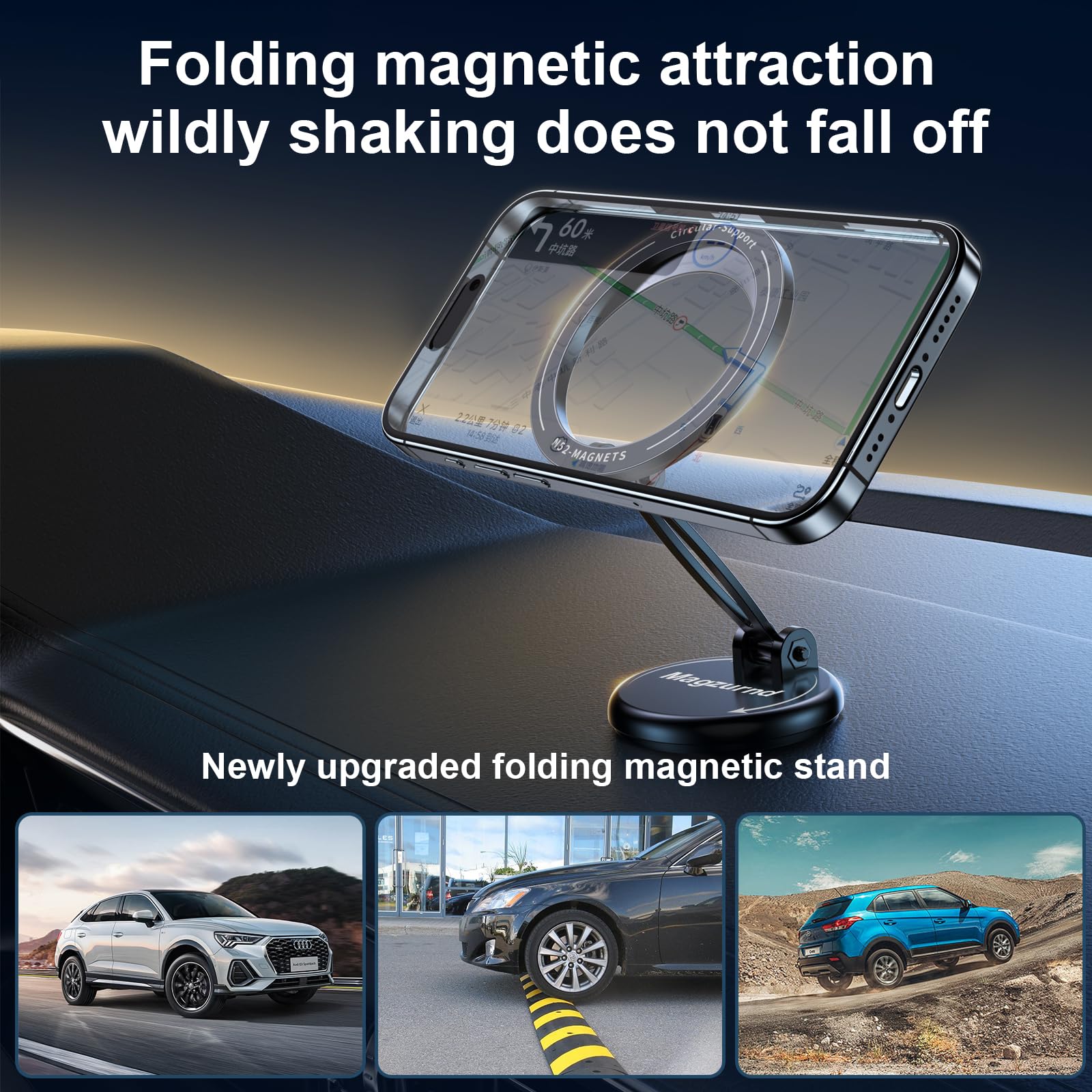 MagSafe Car Mount Holder - 17 Ultra-Strong Magnets & 360° Rotation for iPhone 15/14/13 Pro Max/Plus/Mini - Dashboard Magnetic Phone Stand for Safe Driving - Perfect for Commuting, Road Trips & GPS Navigation