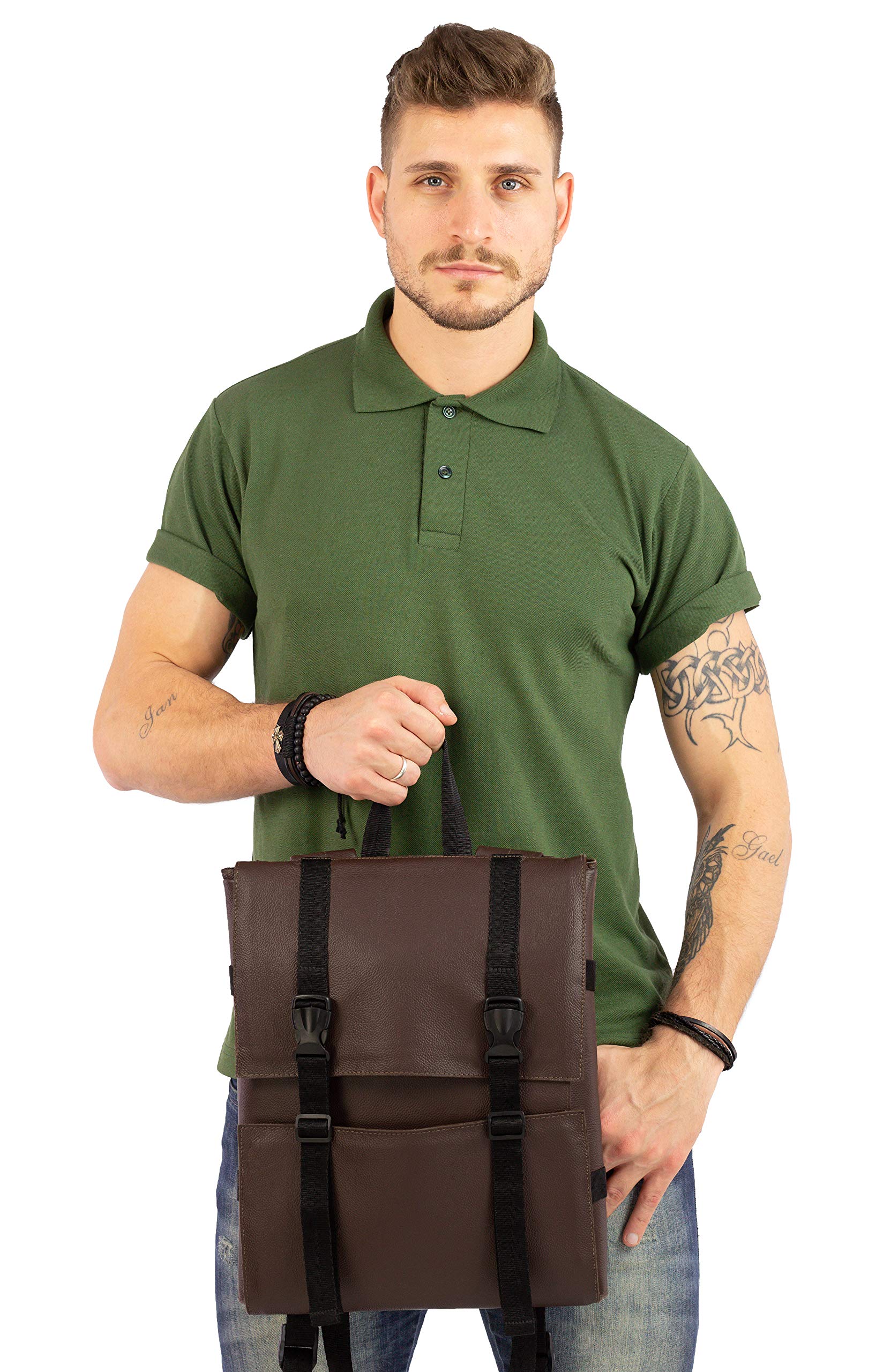 Under NY Sky Genuine Leather Knife Roll - 13 Slot Chef Knife Case with 2 Zippered Pockets for Kitchen Utensils & Cutlery Storage - Fits Tablets & Notebooks - Professional Tool Organizer Bag for Chefs & Culinary Students - Brown Leather - Perfect for Restaurant Work, Cooking Classes & Home Kitchen Organization