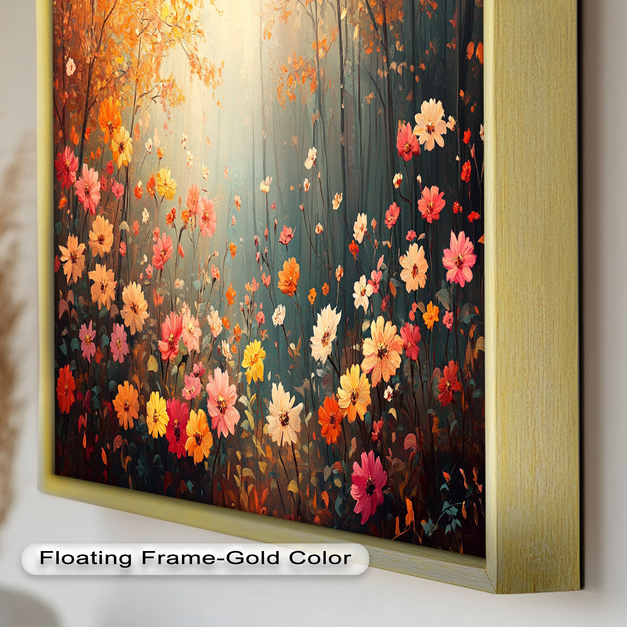 Blooming Forest Light - Vibrant Floral Oil Painting Wall Art for Living Room, Bedroom & Office Decor