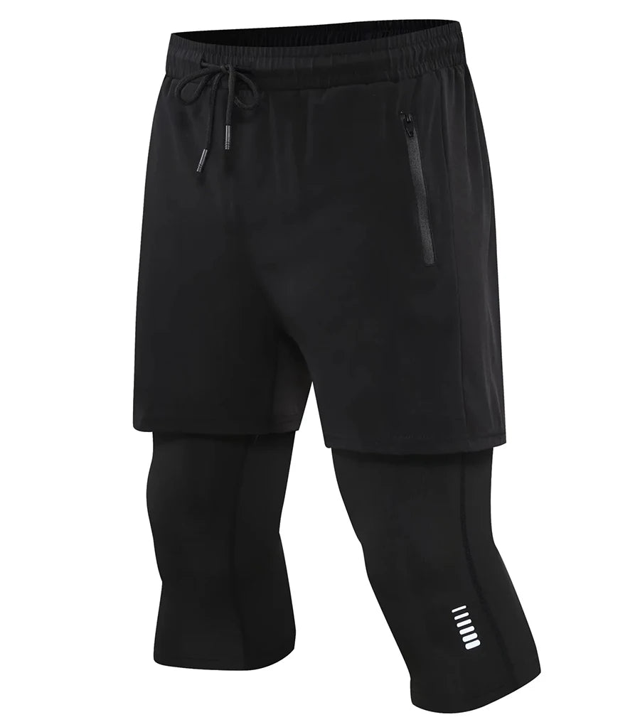 Men's 2-in-1 Running Pants with Pockets - Double Layer Gym Training Sweatpants for Jogging & Workouts | Moisture-Wicking Athletic Trousers for Men