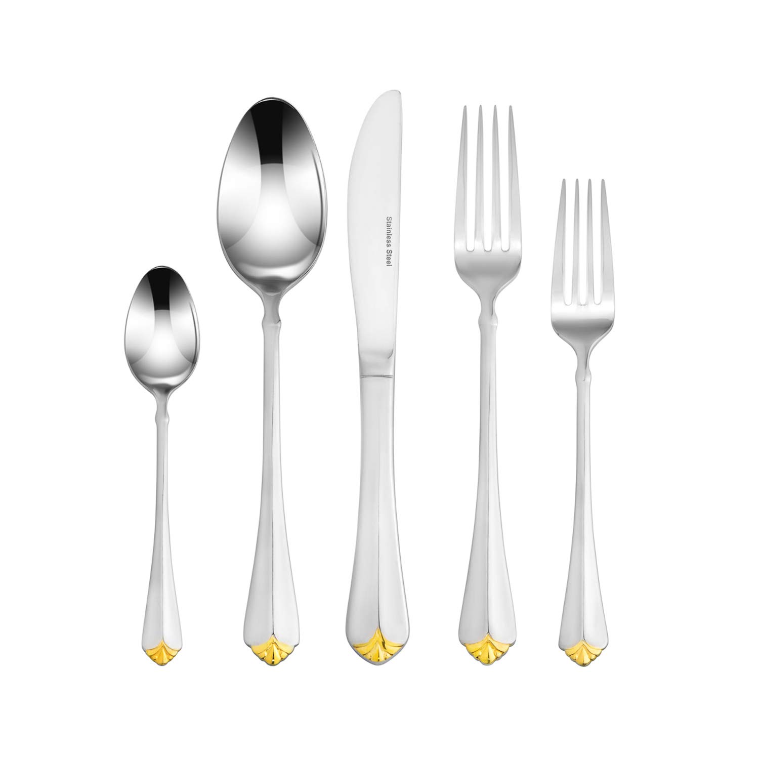 Royal Crown 45-Piece Premium 18/10 Stainless Steel Flatware Set - 24K Gold Plated Silverware for 8, Elegant Dinnerware for Weddings, Parties & Formal Dining