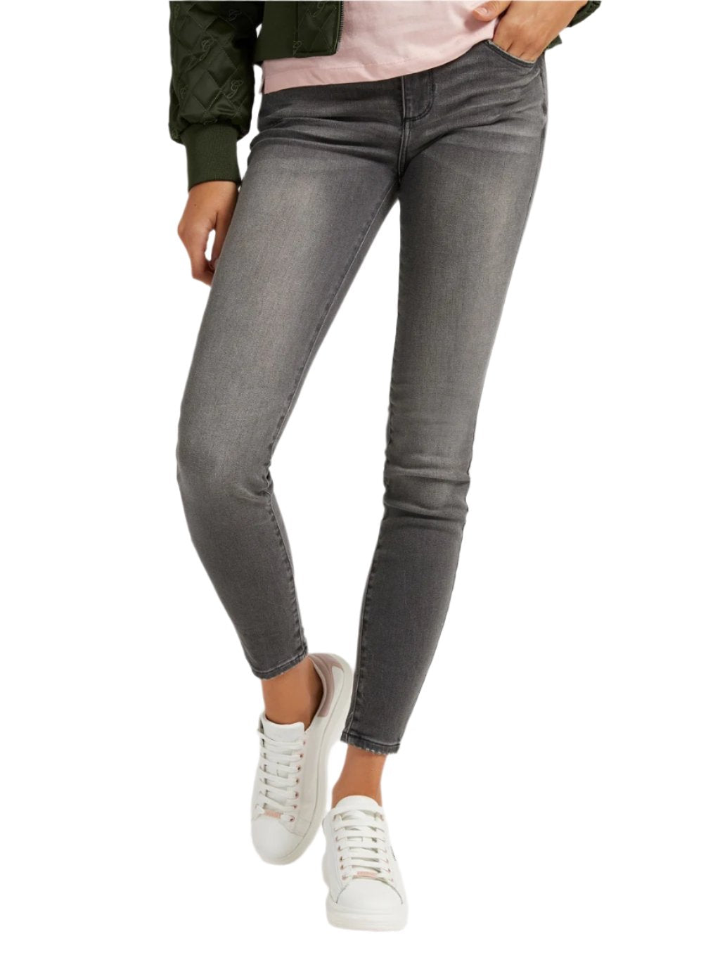 Annette Skinny Mid Rise Jeans for Women - Carrie Grey Wash Stretch Denim Pants | Perfect for Casual Wear, Office & Date Nights