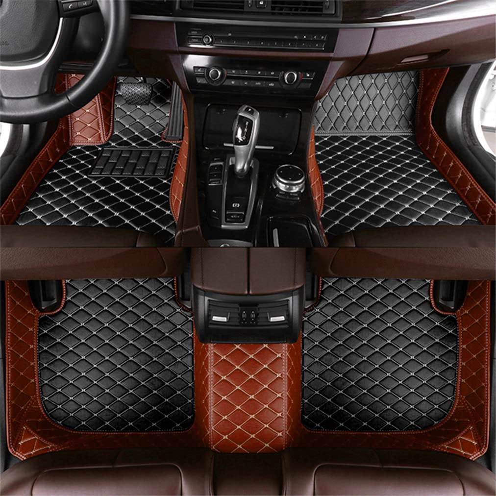 Premium All-Weather Leather Floor Mats for GMC Yukon (2007-2014) - Luxury Carpet Protection Liners in Brown & Black - Perfect for Off-Roading, Daily Commutes & Family Road Trips