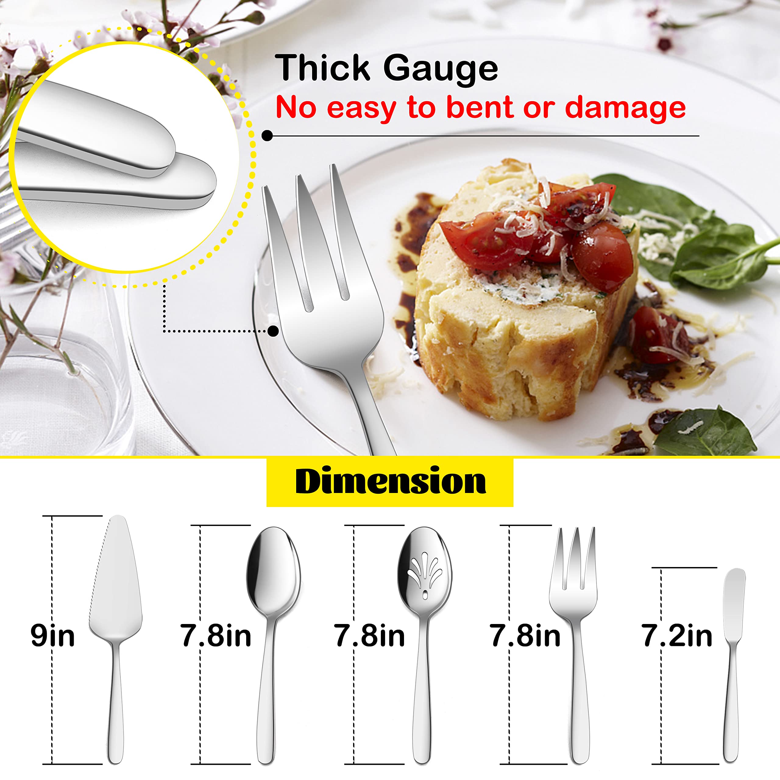 Premium 40-Piece Stainless Steel Flatware Set for 8 - Heavy Duty Silverware with Serving Utensils, Mirror Polished & Dishwasher Safe - Elegant Dining Cutlery for Home, Restaurants & Special Occasions