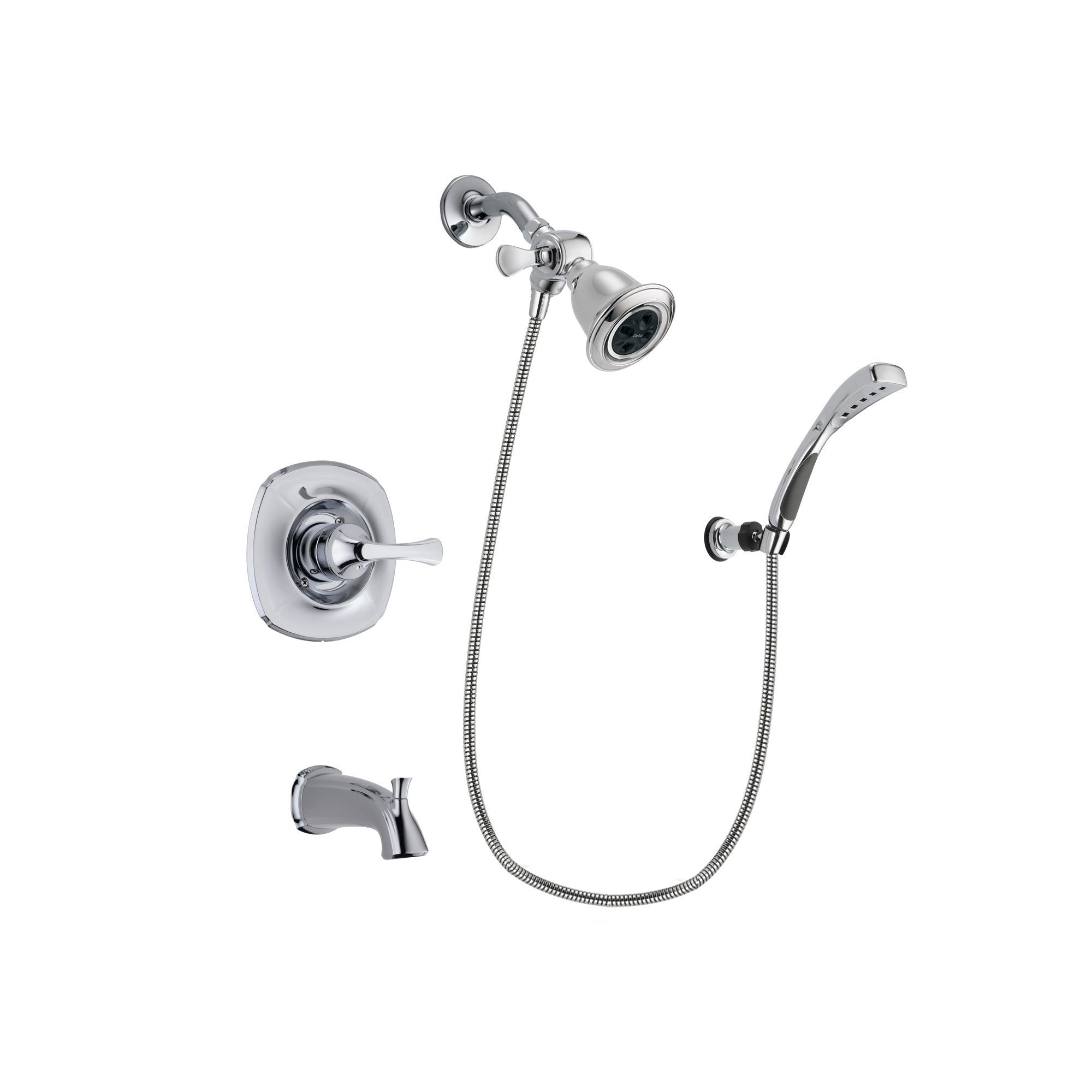 Delta Addison Chrome Finish Tub and Shower Faucet System with Water-Efficient Showerhead, Handheld Spray & Wall Mount Bracket - Includes Rough-in Valve & Tub Spout (DSP1019V) - Perfect for Bathroom Renovation & Modern Home Upgrades