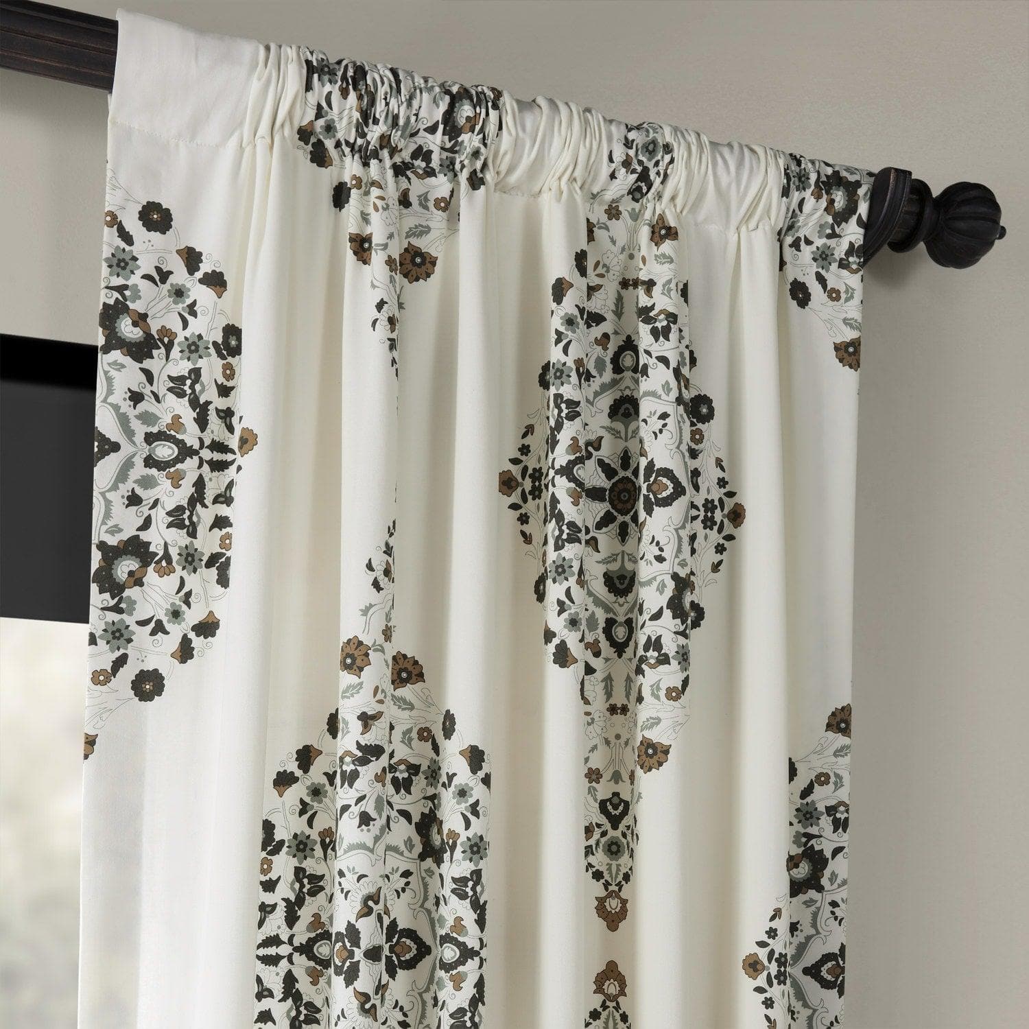 Premium Kerala Cocoa Emblem Printed Cotton Blackout Curtains for Bedroom & Living Room - Thermal Insulated Window Drapes for Home Decor