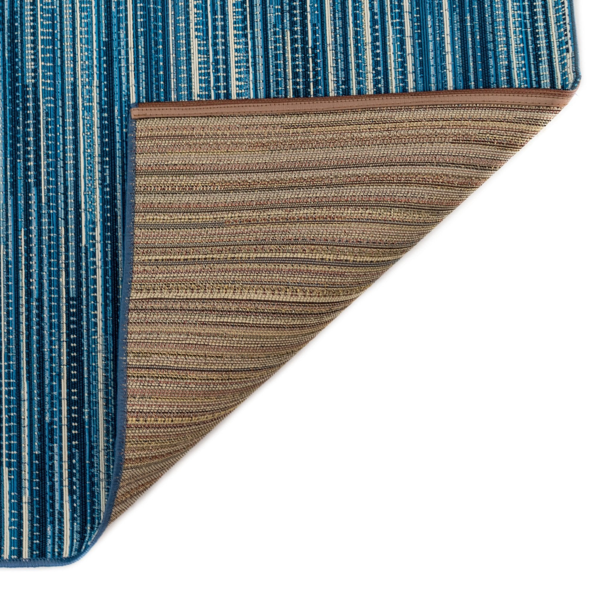 Liora Manne Marina Stripes Indoor/Outdoor Rug - China Blue Design | Perfect for Living Room, Patio & Beach House Decor
