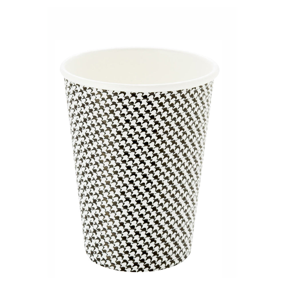 12 oz Houndstooth Pattern Paper Coffee Cups with Spiral Wall - 3.5