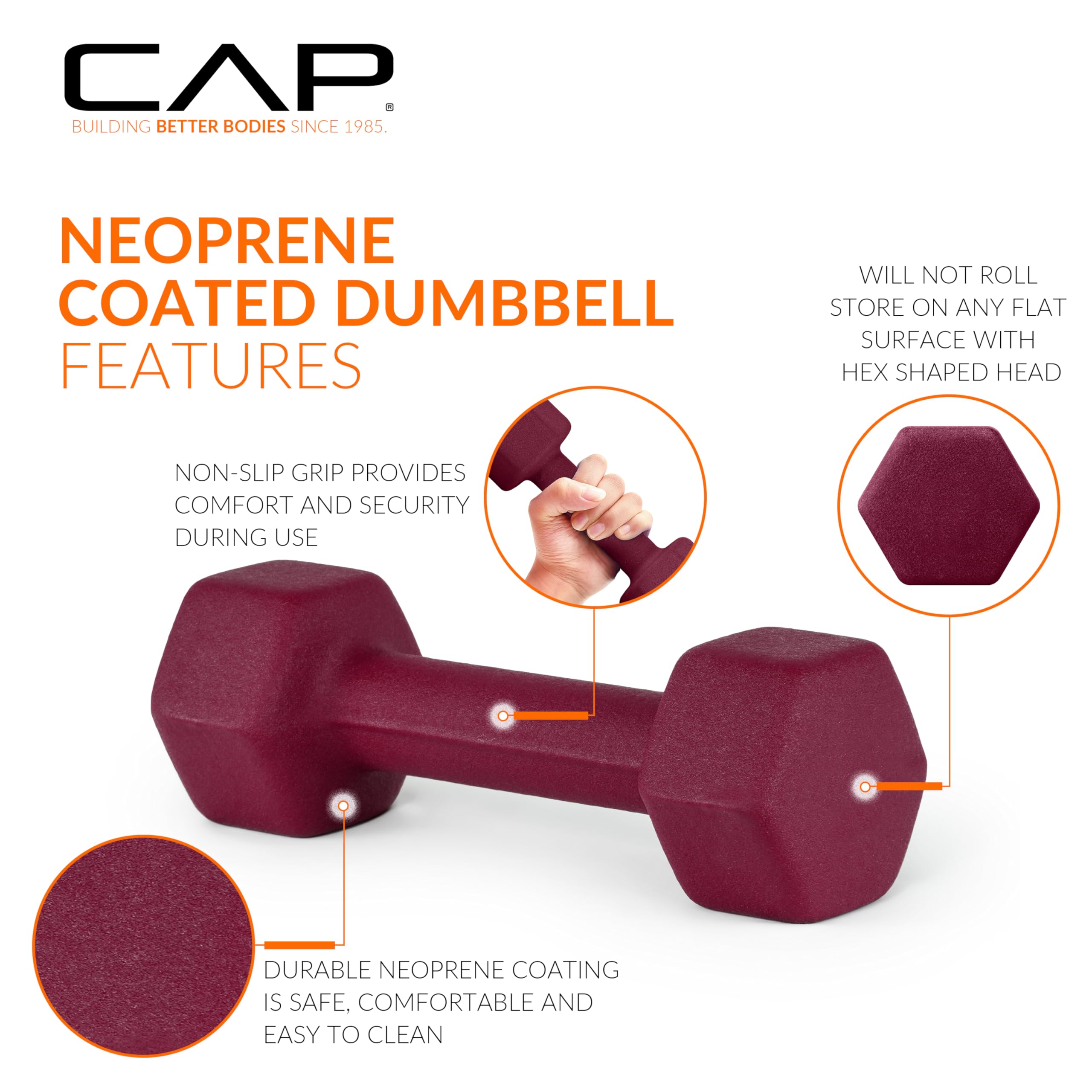 Premium CAP Barbell Neoprene Dumbbell Weights - Pairs & Sets in Multiple Colors | Home Gym Equipment for Strength Training & Fitness Workouts