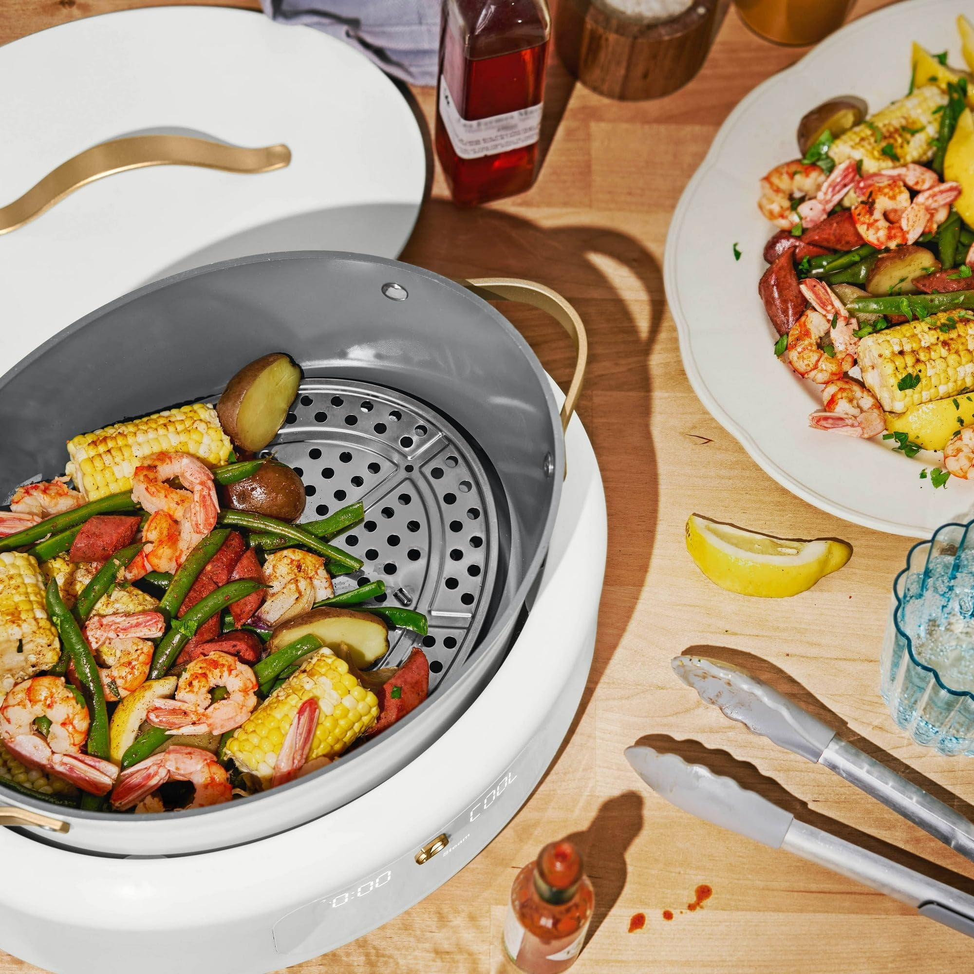 Drew Barrymore 10-in-1 6qt Electric Multi-Cooker with 7 Cooking Functions, Touch Screen Display, Oven-Safe Pot & Lid, Stainless Steel Handles - Perfect for Pressure Cooking, Slow Cooking, Sautéing, Steaming, Rice Making, Yogurt & More (White Icing)