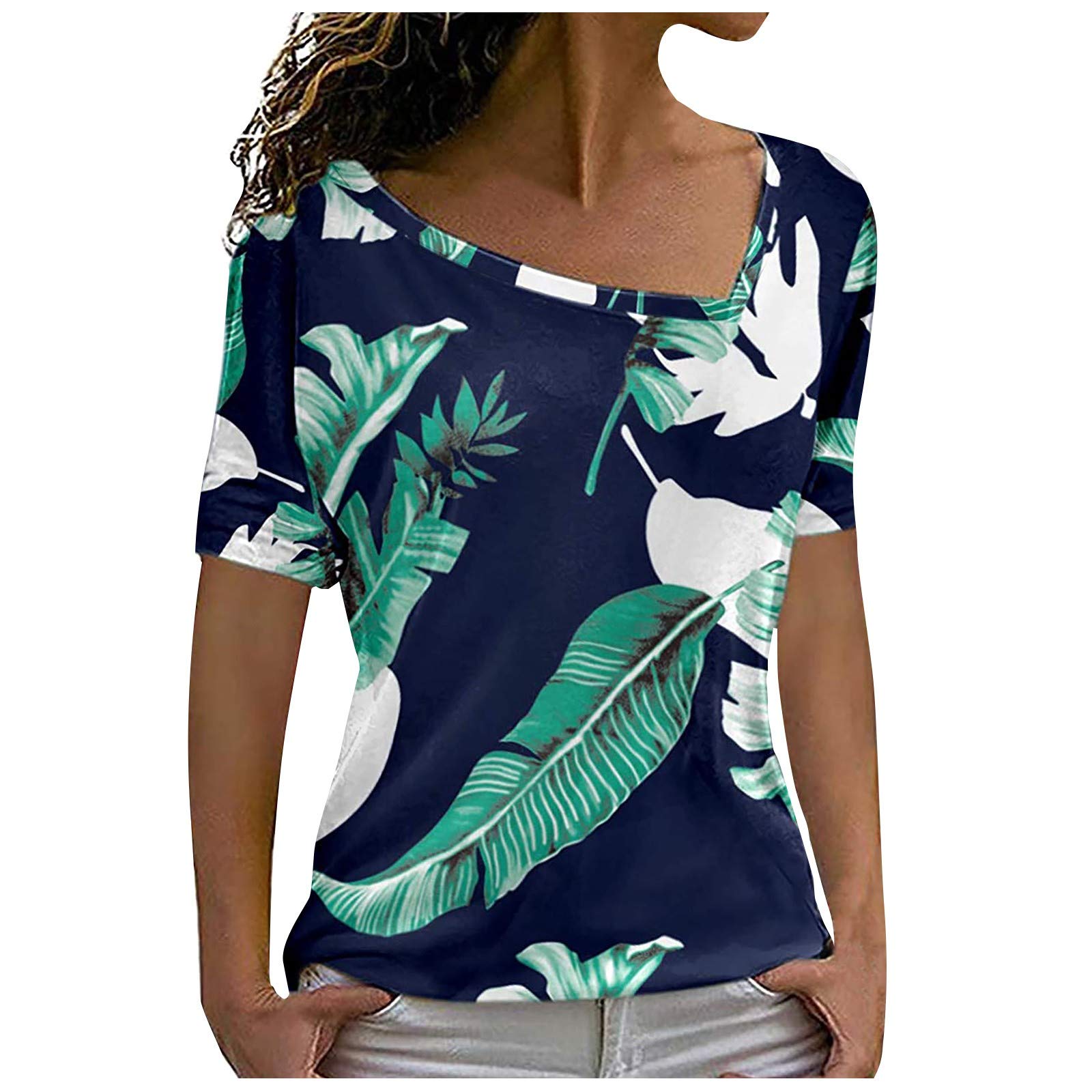 Floral Print Women's Summer Short Sleeve T-Shirt - Comfortable Casual Blouse for Beach, Vacation & Everyday Wear