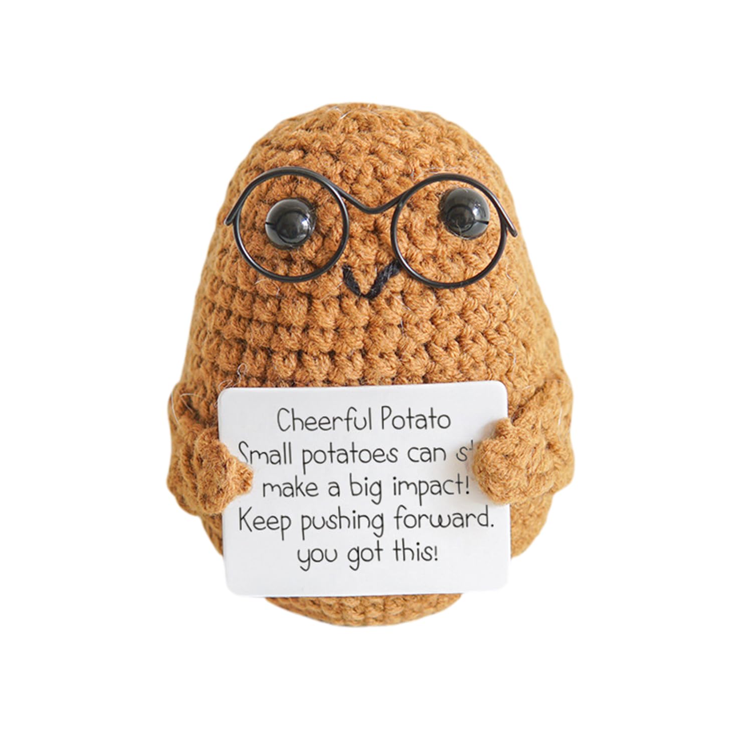 Funny Cheerful Potato Plush Toy with Sunglasses - Handmade Stuffed Craft for Teens, Cute Mood Booster & Encouragement Gift for Boys & Girls | Perfect for Birthdays, Parties & Stress Relief