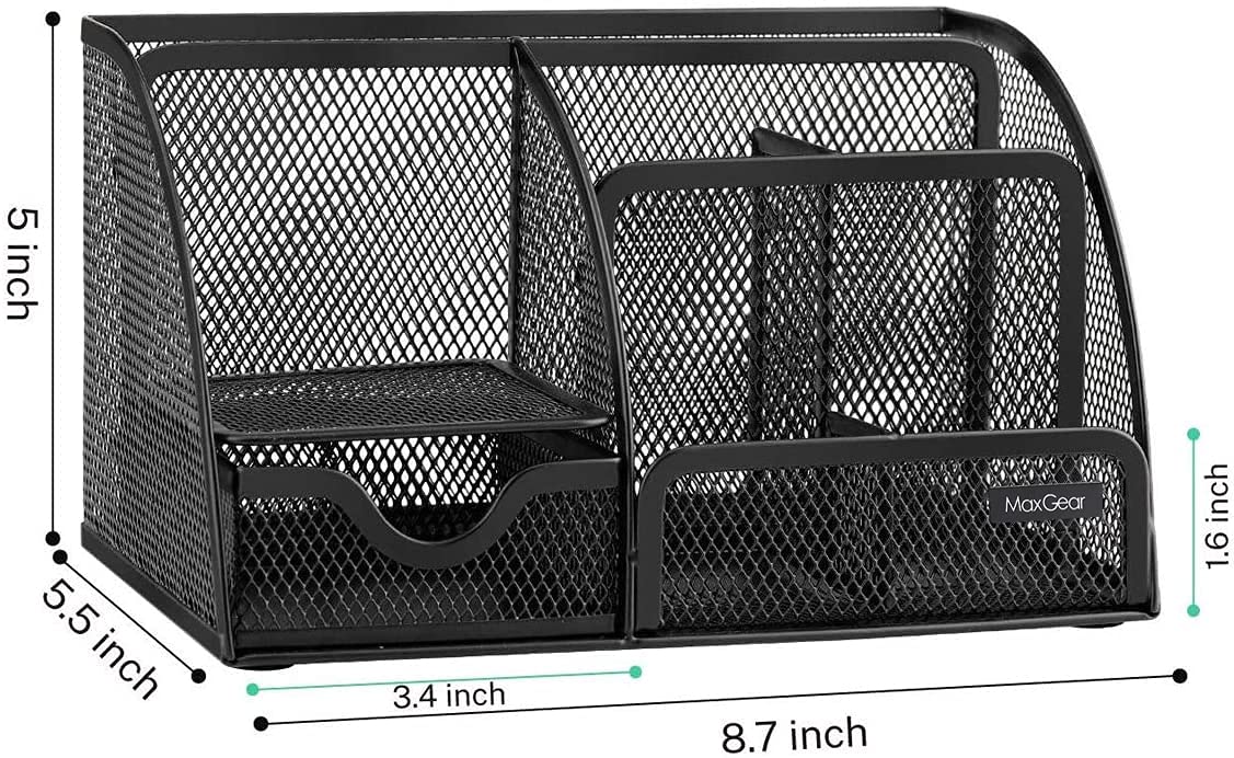 MaxGear 2-Pack Mesh Paper Clip Holder Set - Desk Organizer for Binder Clips, Paperclips & Office Supplies | Perfect for Office, Home & School Organization