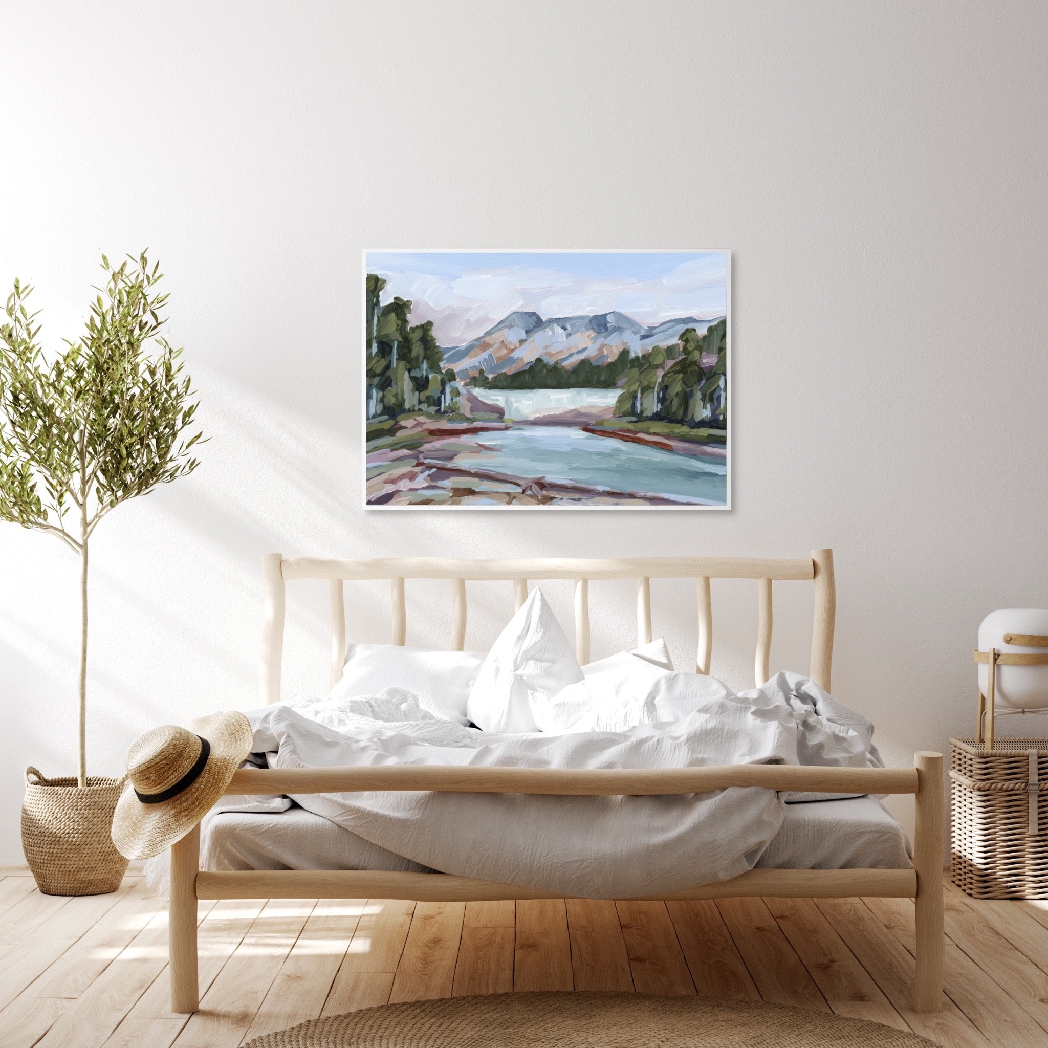 Beautiful Skipping Rocks Art Print - Nature Landscape Wall Decor for Living Room, Bedroom & Office - Perfect Gift for Home & Office Decor