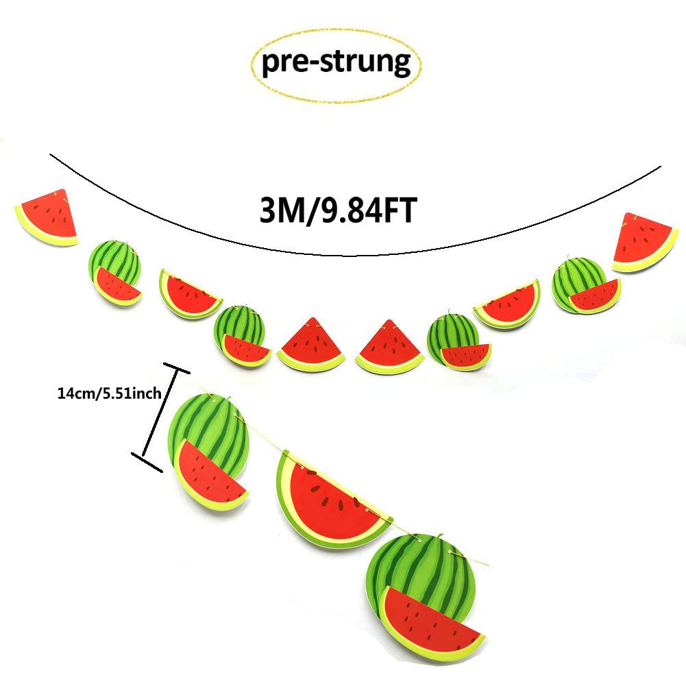 Watermelon Birthday Banner - Watermelon Party Decorations for Baby Shower & Kids Theme Party - Pre-Strung Hanging Decor for Summer Parties, Backyard BBQs, and Birthday Celebrations