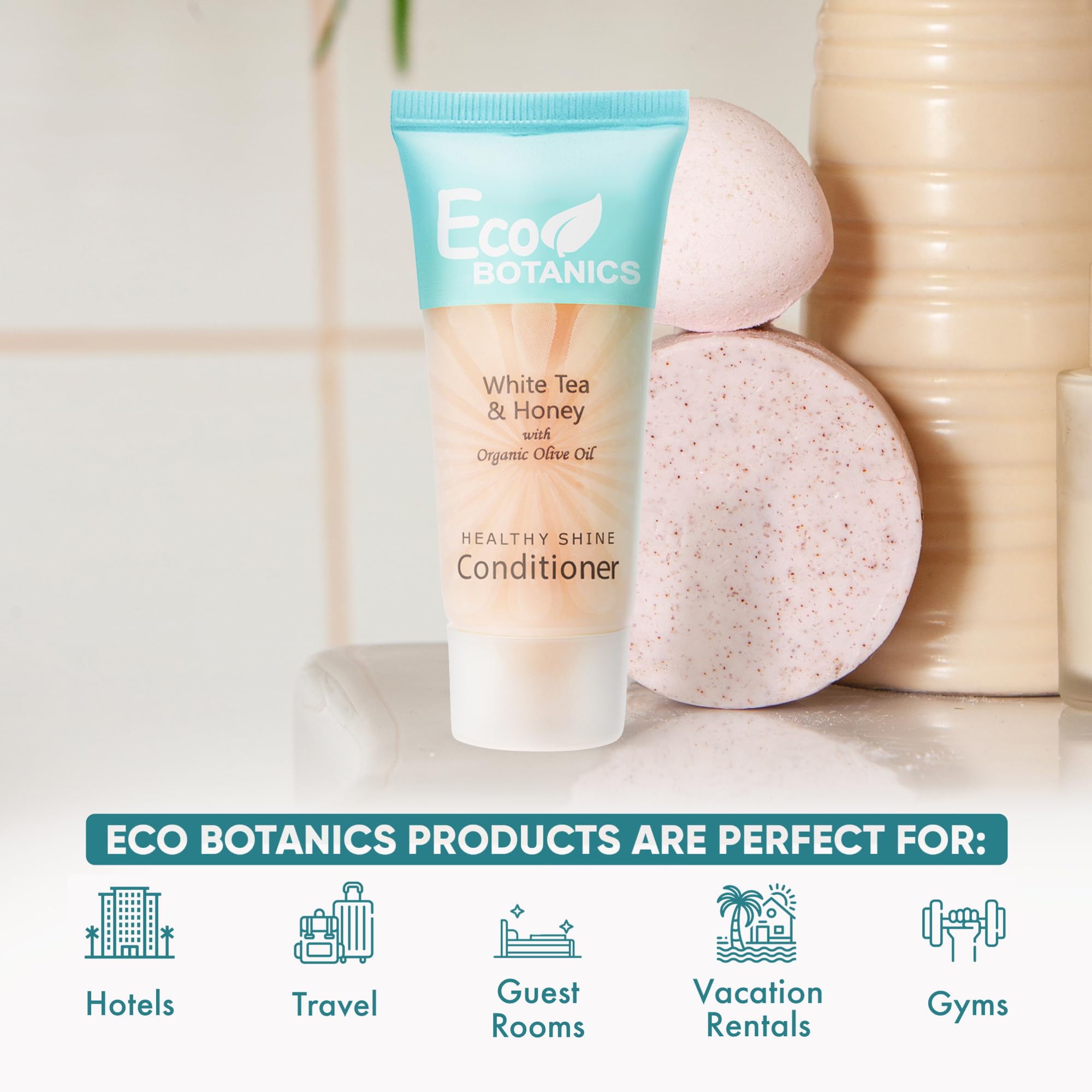 Eco Botanics Travel-Size Hotel Conditioner 0.85 oz (Pack of 20) - Moisturizing Hair Care for Hotels, Gyms, Travel & On-The-Go Use