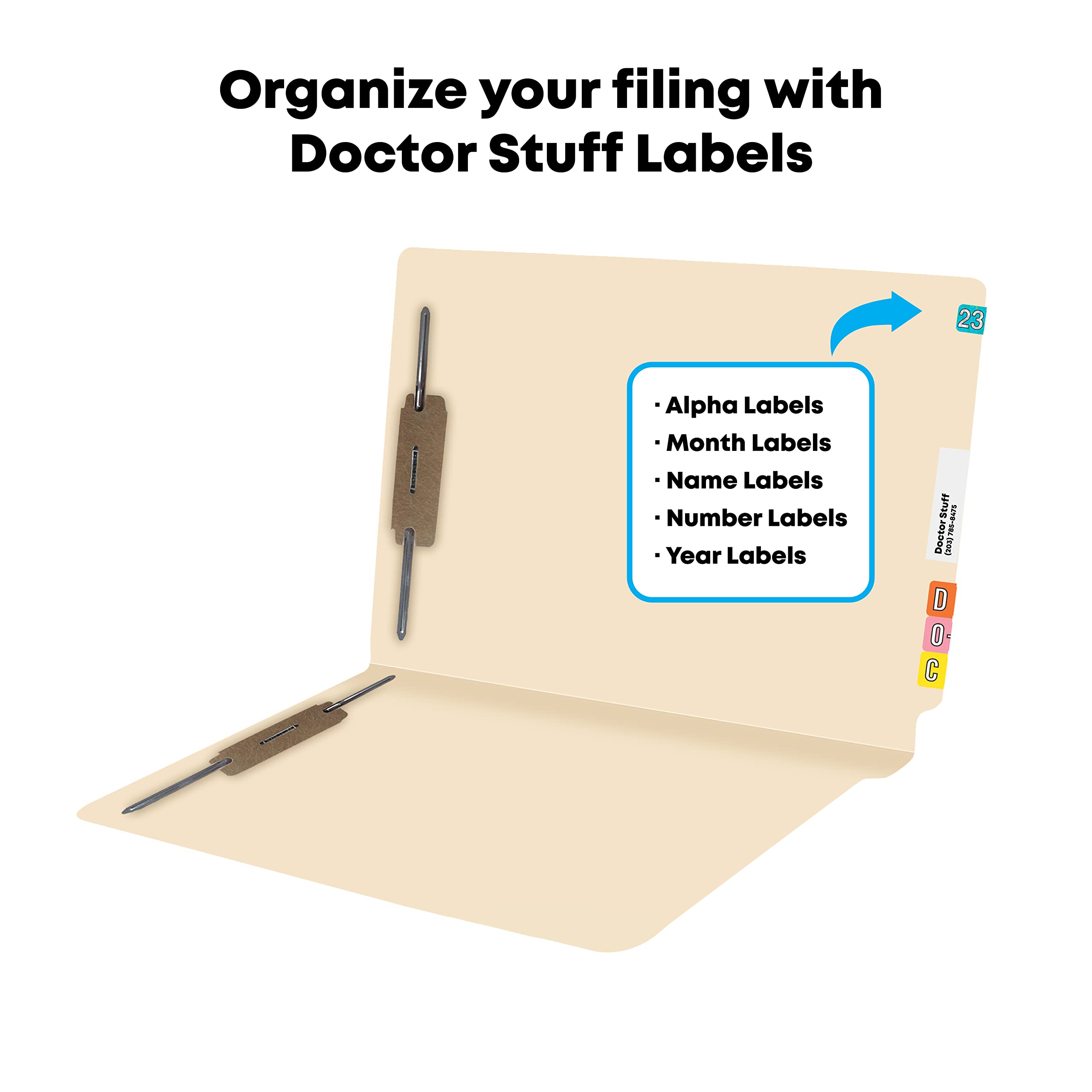 Medical File Folders with 2 Fasteners - Letter Size Manila Folders with Reinforced End Tabs & 2