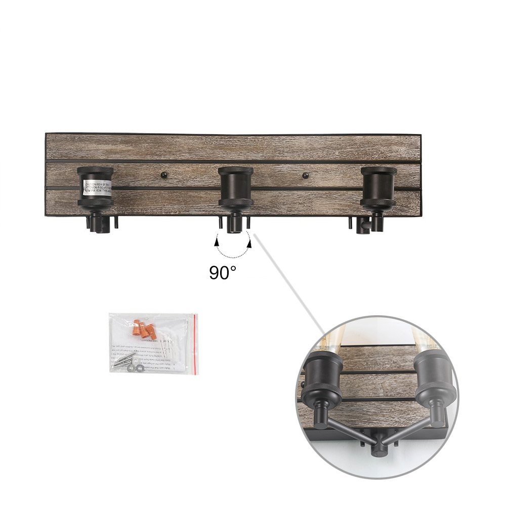 Rustic Wood Vanity Lights - Adjustable Farmhouse Bathroom Sconces with Oil Rubbed Metal Finish for Mirrors | Perfect for Bathroom, Bedroom, and Farmhouse Decor