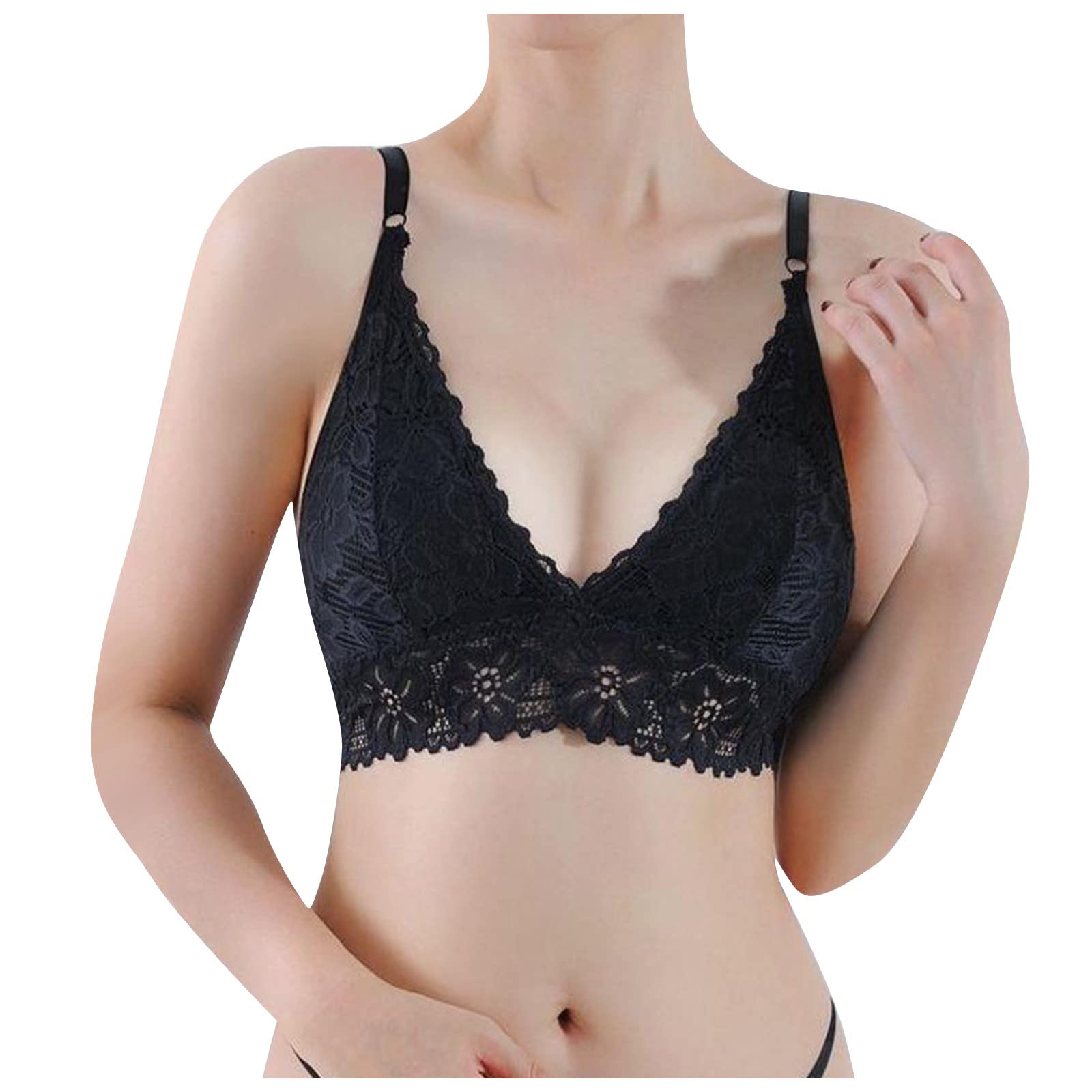 Sexy Lace Bralette for Women - Padded Lace Bandeau Bra with Adjustable Straps | Comfortable & Supportive Underwear for Everyday Wear, Date Night & Special Occasions
